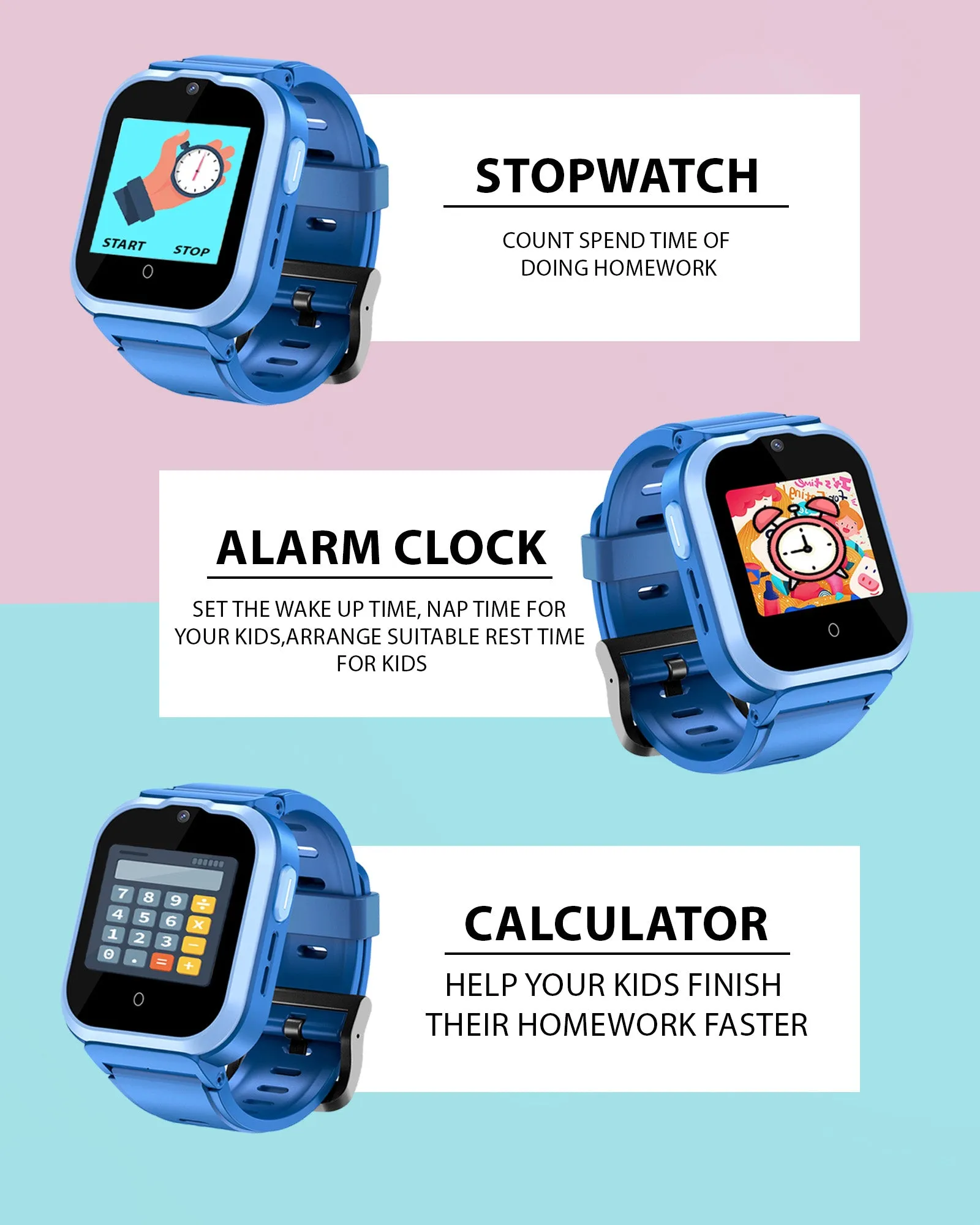 Spiky Cyclops 4g Video & Voice Calling Dewatering Waterproof Kids Smartwatch Printed strap - Blue