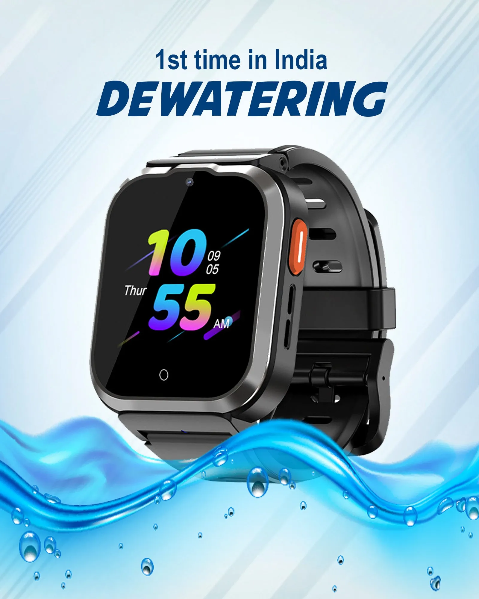 Spiky Cyclops 4g Video & Voice Calling Dewatering Waterproof Kids Smartwatch Printed strap - Blue