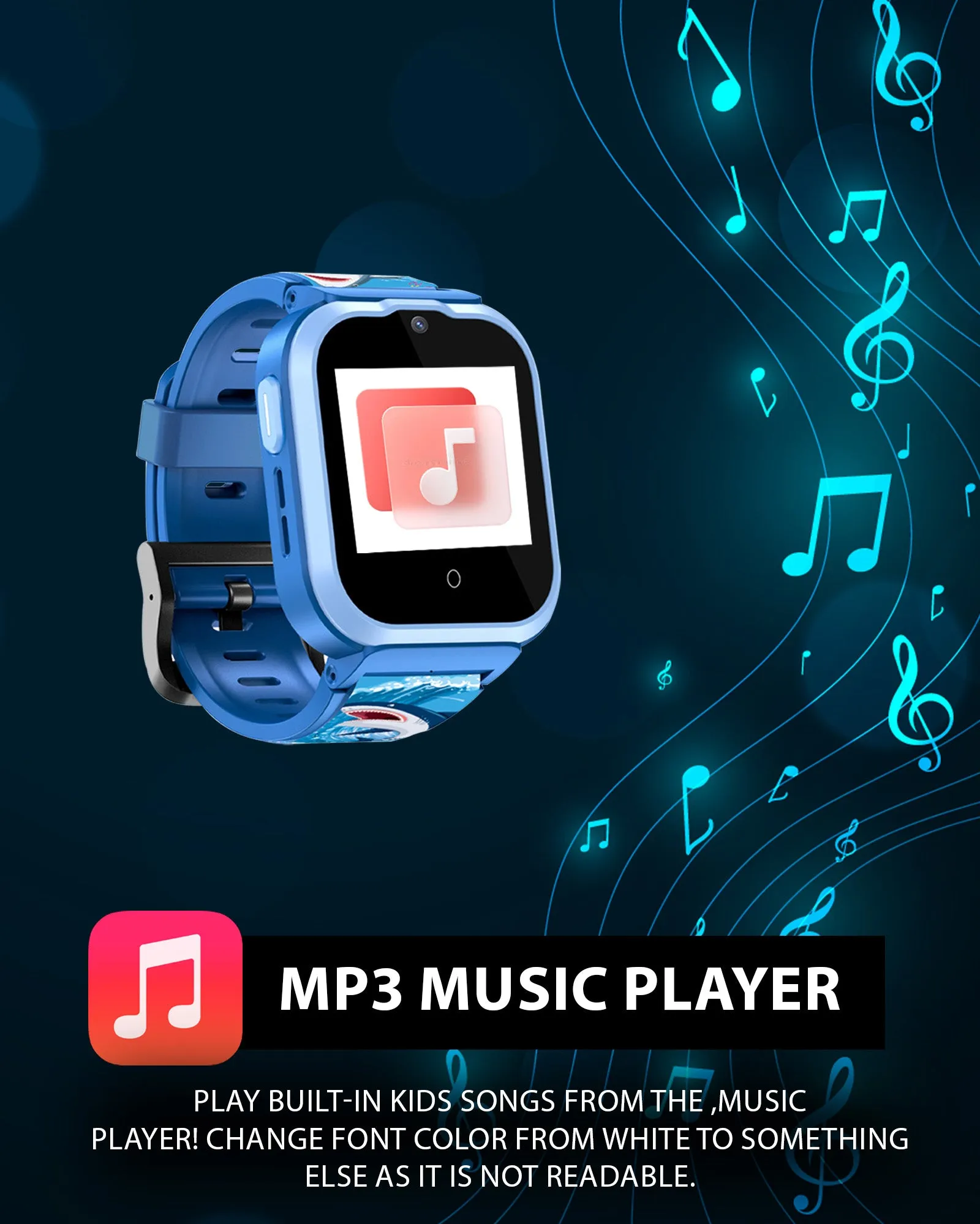 Spiky Cyclops 4g Video & Voice Calling Dewatering Waterproof Kids Smartwatch Printed strap - Blue