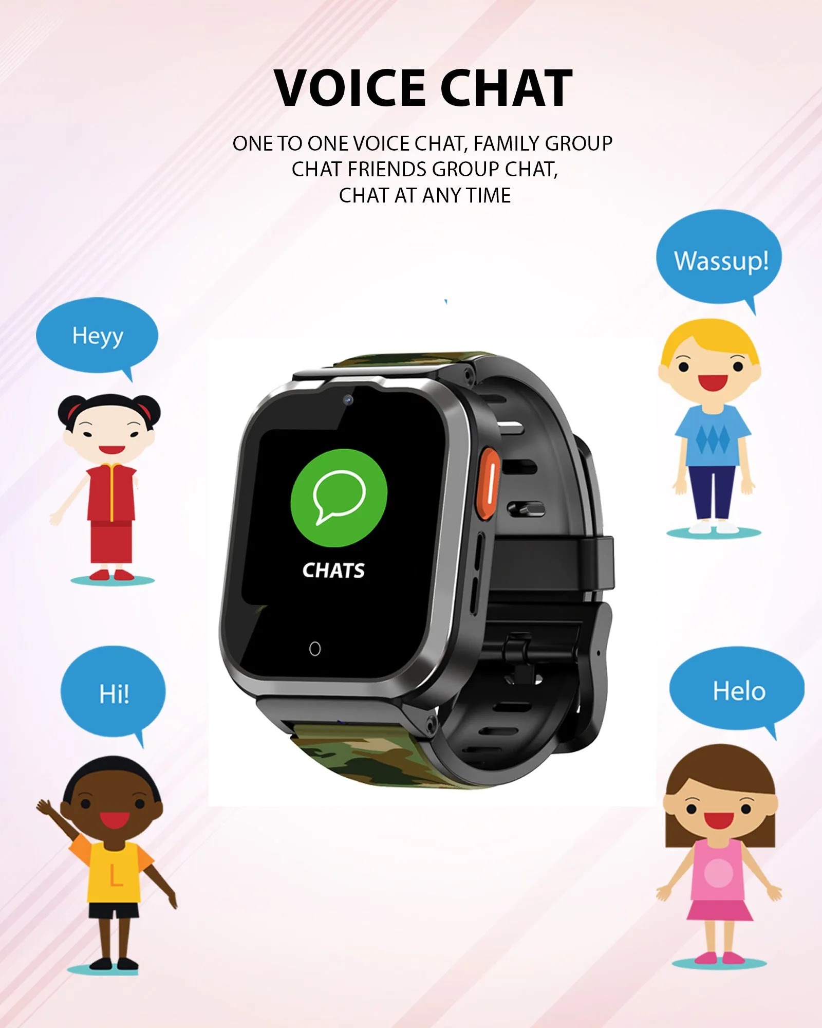 Spiky Cyclops 4g Video & Voice Calling Dewatering Waterproof Kids Smartwatch Printed strap - Blue