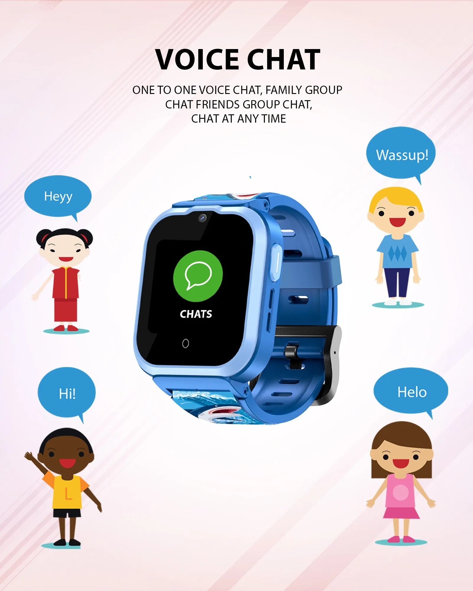 Spiky Cyclops 4g Video & Voice Calling Dewatering Waterproof Kids Smartwatch Printed strap - Blue