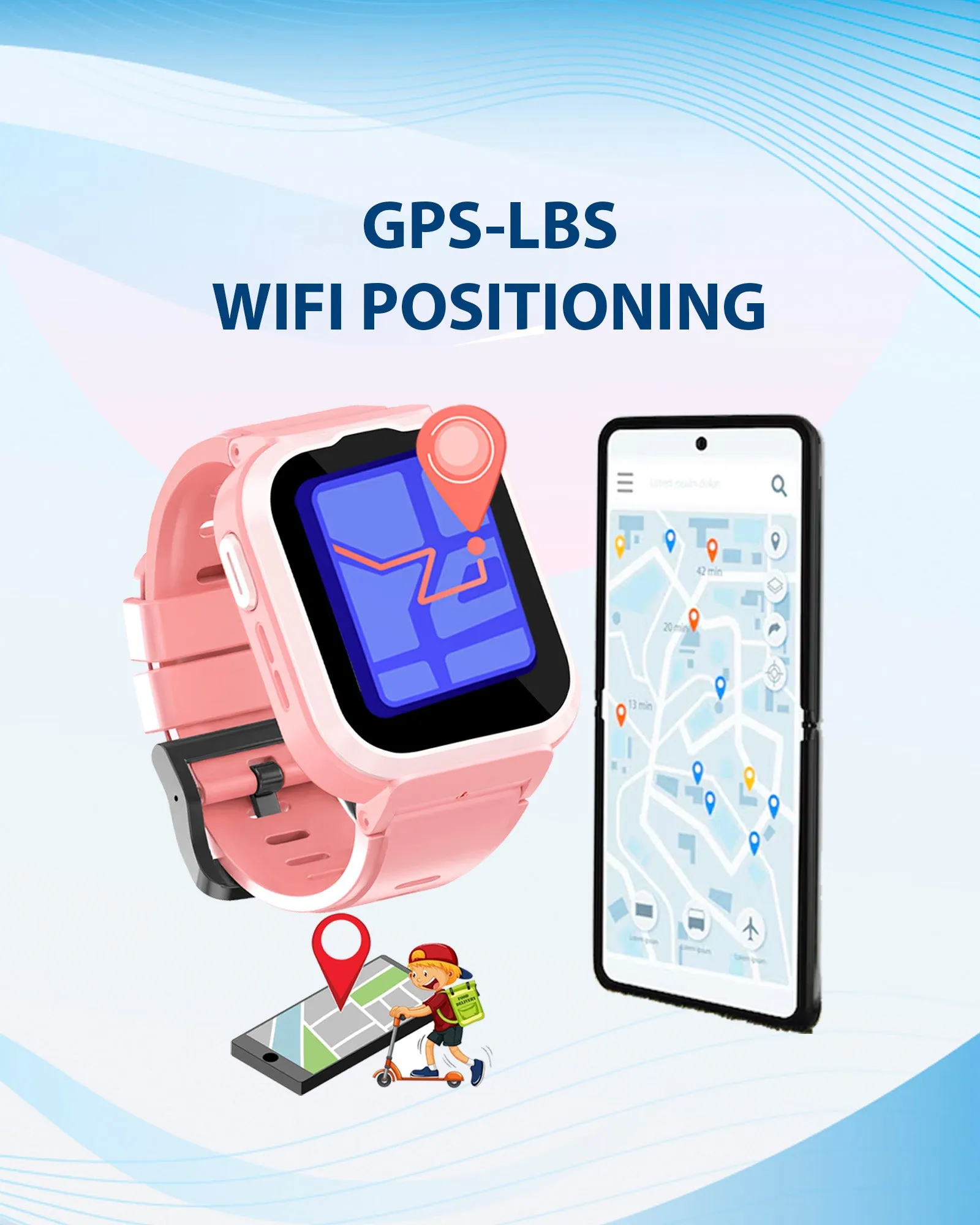 Spiky Cyclops 4g Video & Voice Calling Dewatering Waterproof Kids Smartwatch Printed strap - Blue