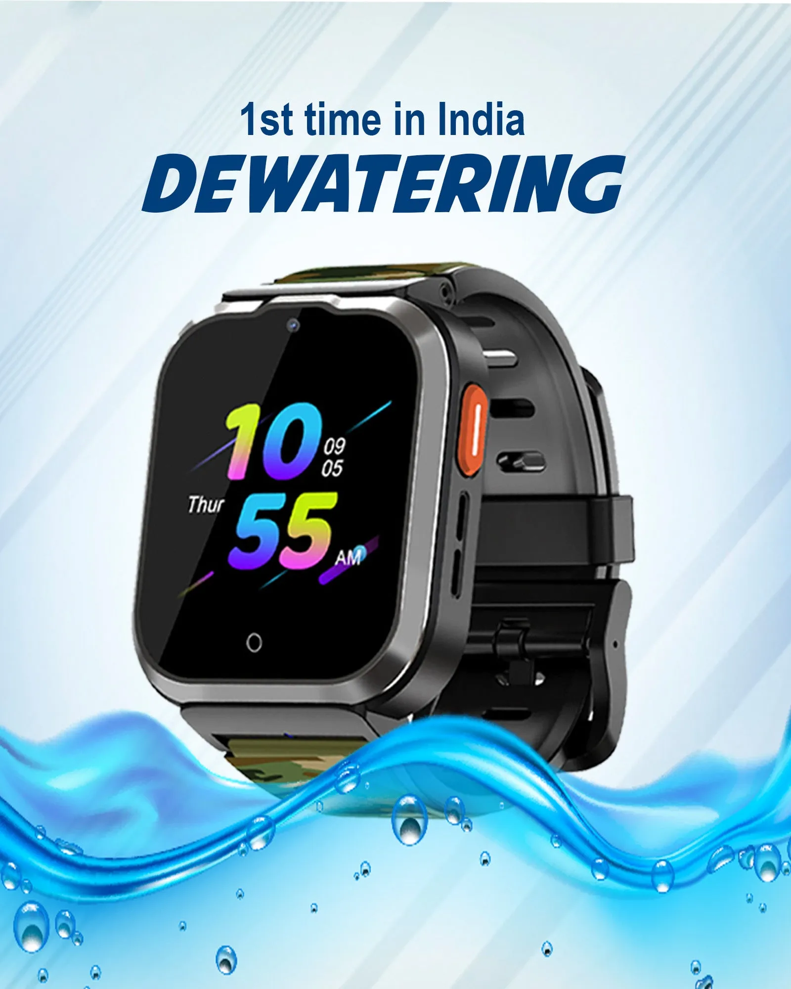 Spiky Cyclops 4g Video & Voice Calling Dewatering Waterproof Kids Smartwatch Printed strap - Blue