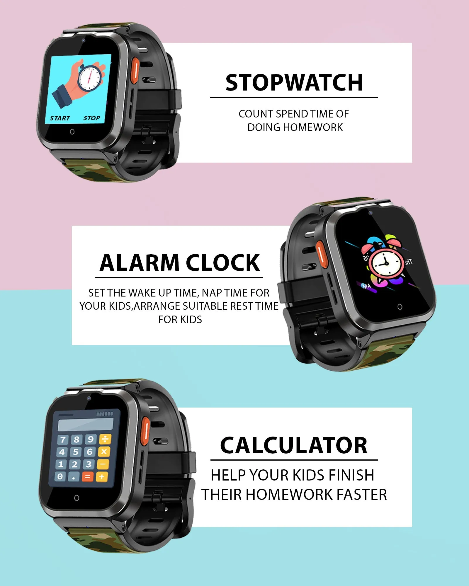 Spiky Cyclops 4g Video & Voice Calling Dewatering Waterproof Kids Smartwatch Printed strap - Blue