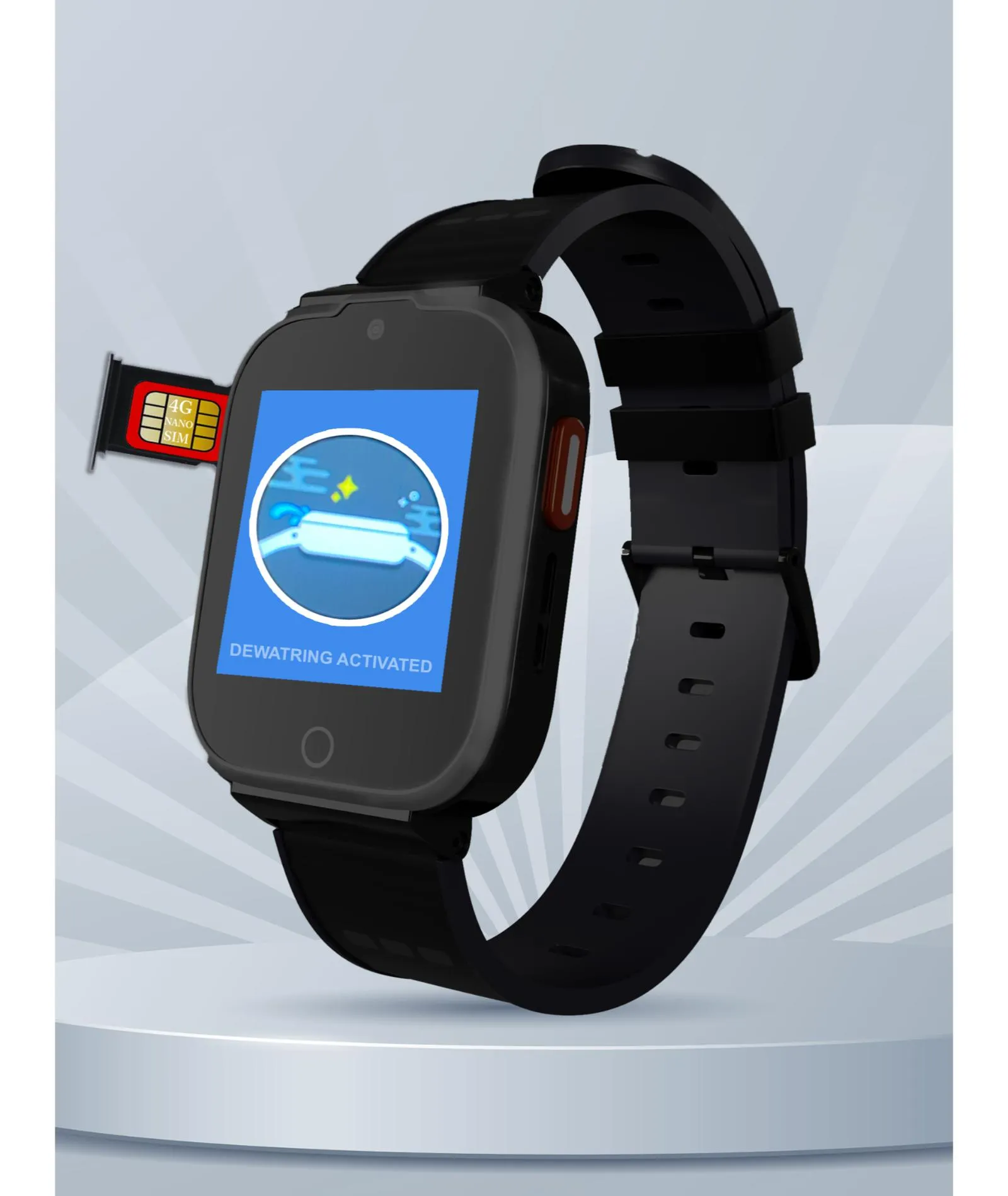 Spiky Cyclops 4g Video & Voice Calling Dewatering Waterproof Kids Smartwatch Printed strap - Blue