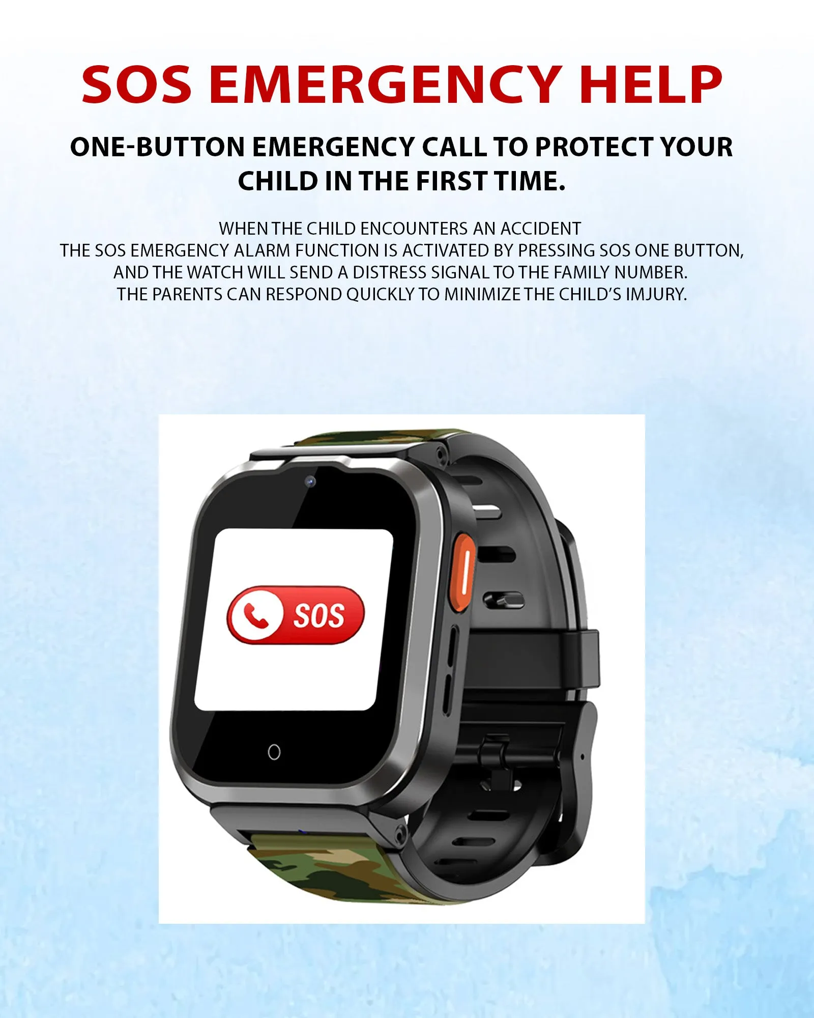 Spiky Cyclops 4g Video & Voice Calling Dewatering Waterproof Kids Smartwatch Printed strap - Blue