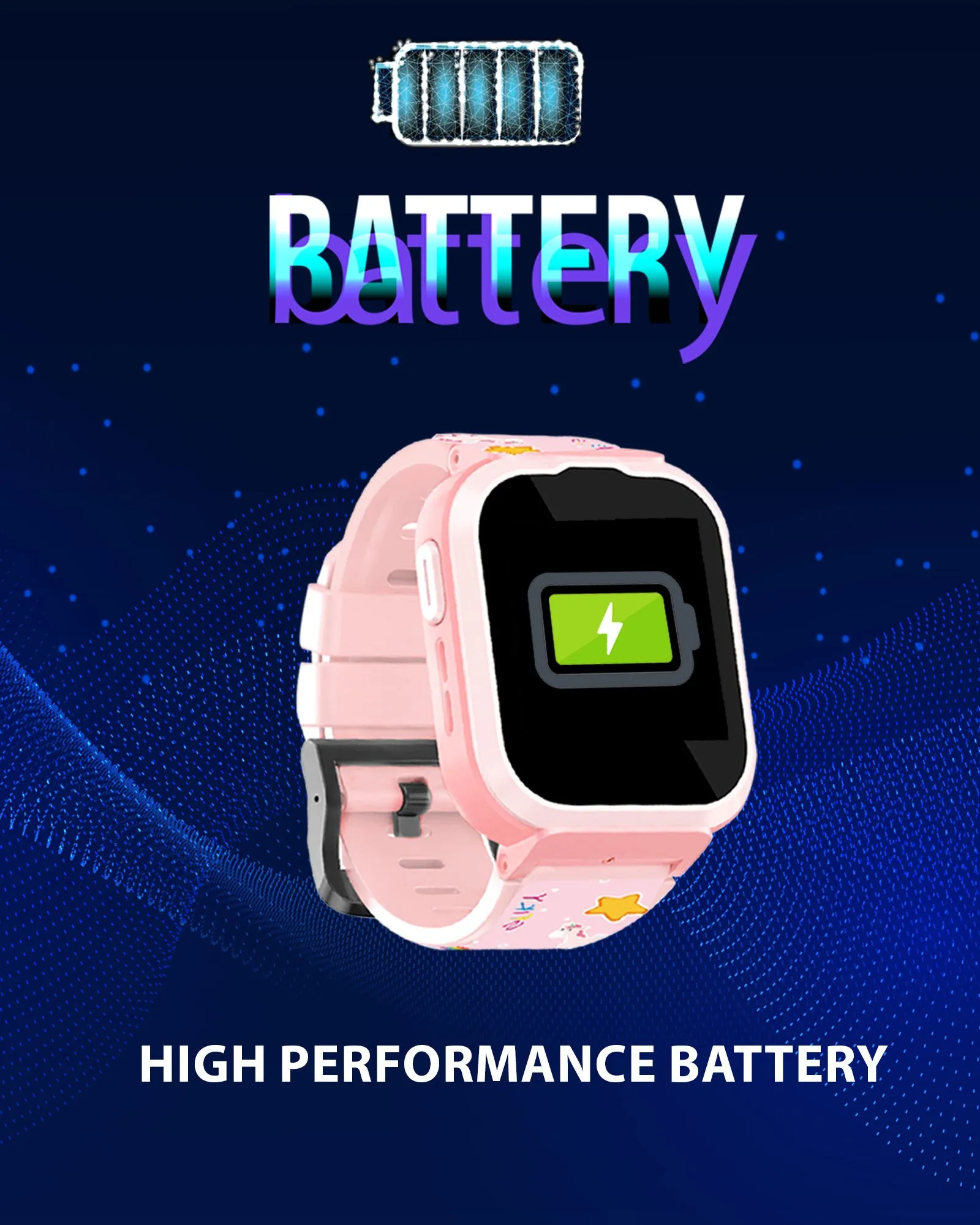 Spiky Cyclops 4g Video & Voice Calling Dewatering Waterproof Kids Smartwatch Printed strap - Blue