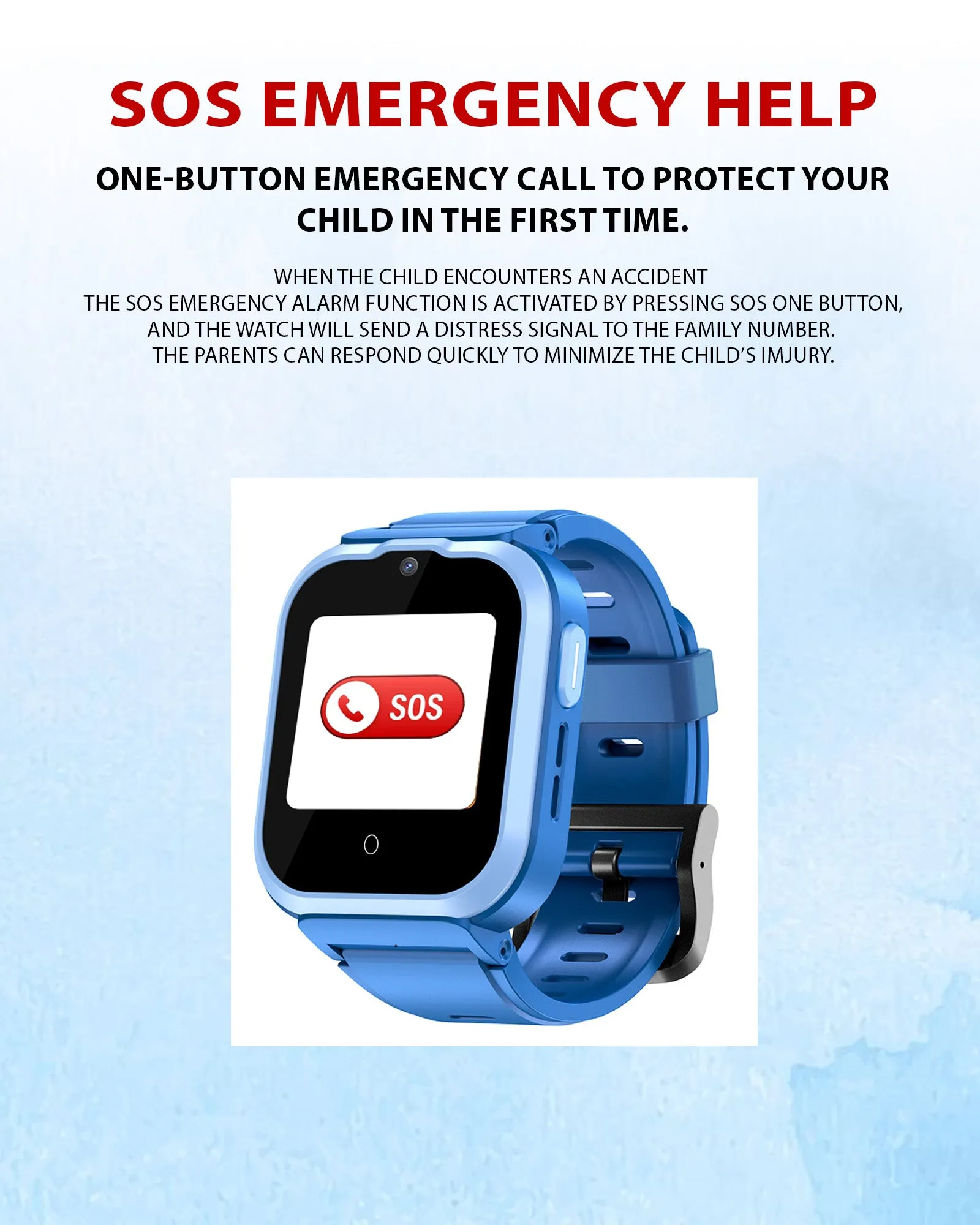 Spiky Cyclops 4g Video & Voice Calling Dewatering Waterproof Kids Smartwatch Printed strap - Blue