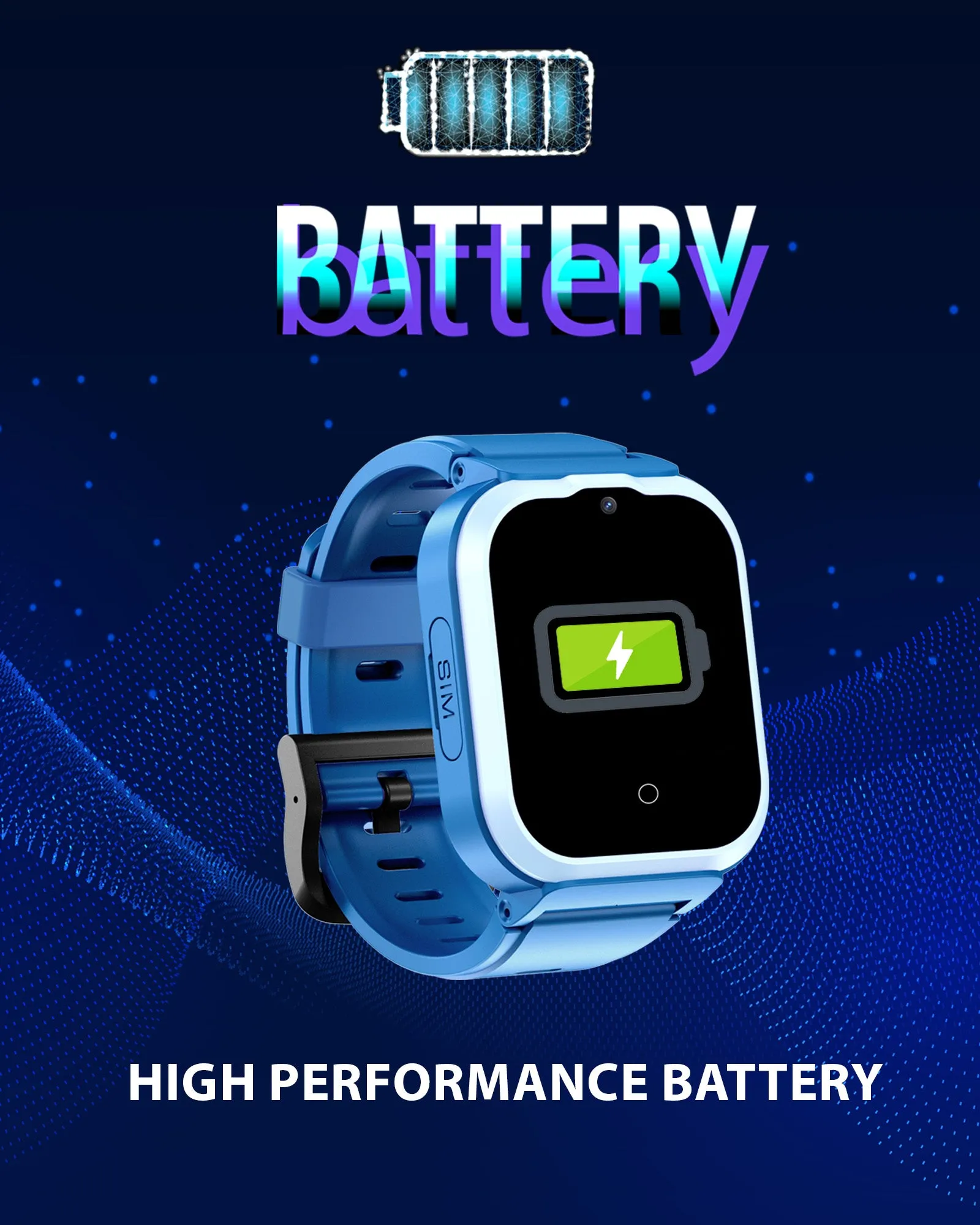 Spiky Cyclops 4g Video & Voice Calling Dewatering Waterproof Kids Smartwatch Printed strap - Blue