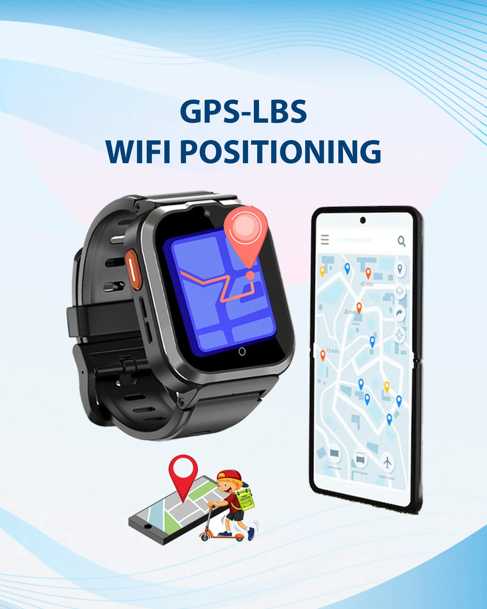 Spiky Cyclops 4g Video & Voice Calling Dewatering Waterproof Kids Smartwatch Printed strap - Blue