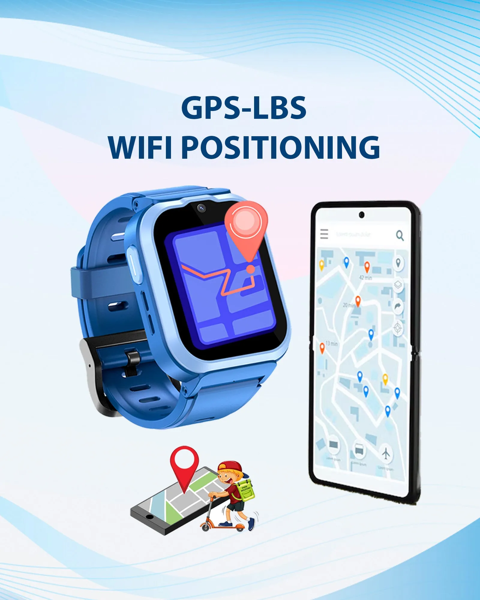 Spiky Cyclops 4g Video & Voice Calling Dewatering Waterproof Kids Smartwatch Printed strap - Blue