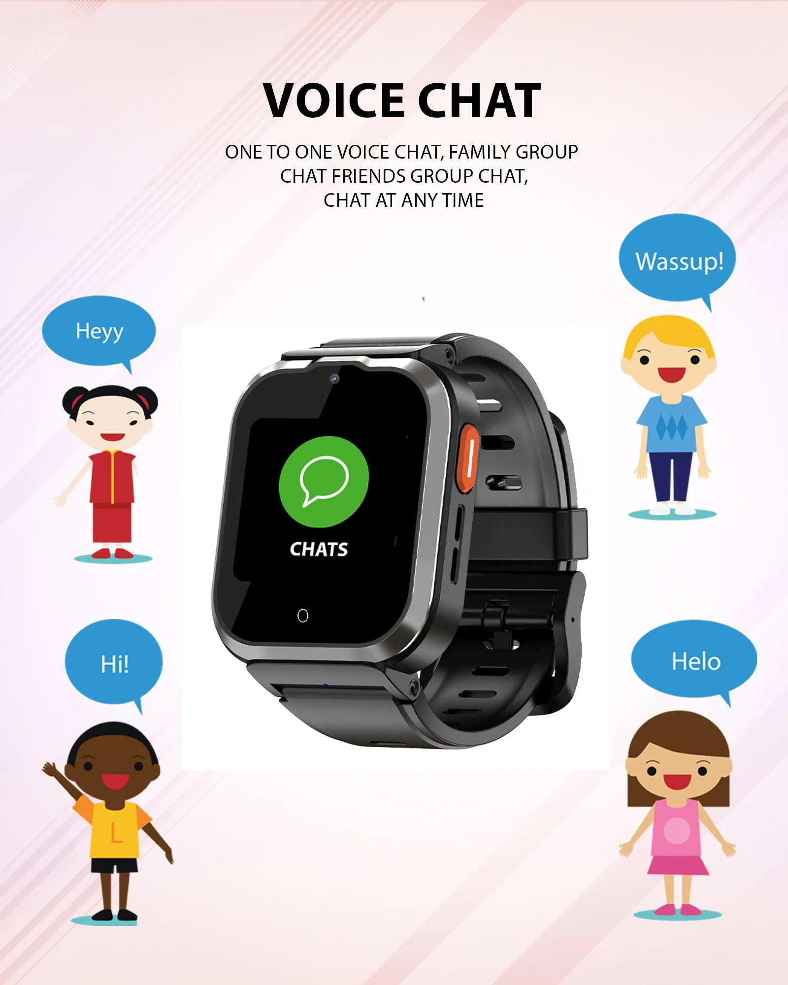Spiky Cyclops 4g Video & Voice Calling Dewatering Waterproof Kids Smartwatch Printed strap - Blue