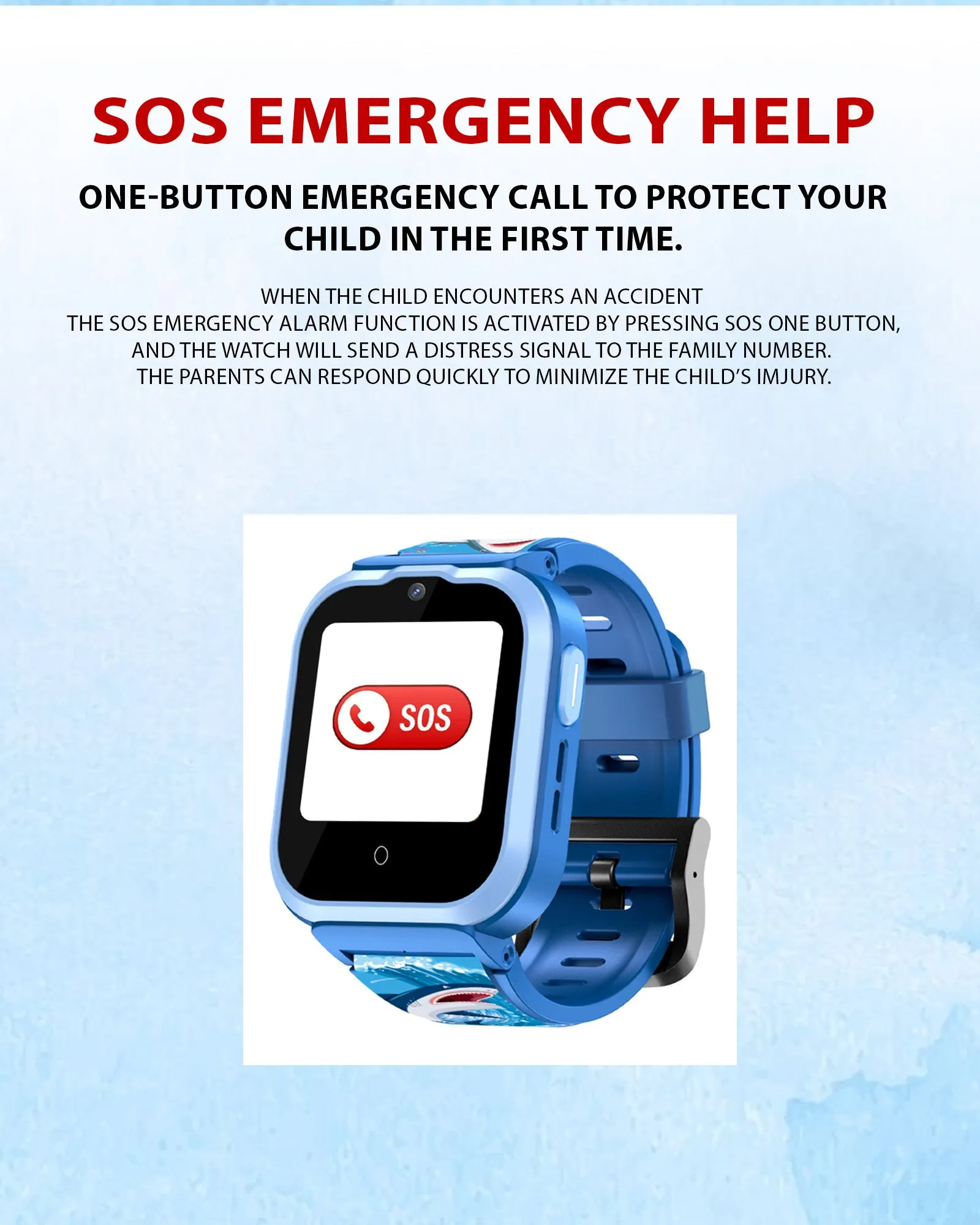 Spiky Cyclops 4g Video & Voice Calling Dewatering Waterproof Kids Smartwatch Printed strap - Blue