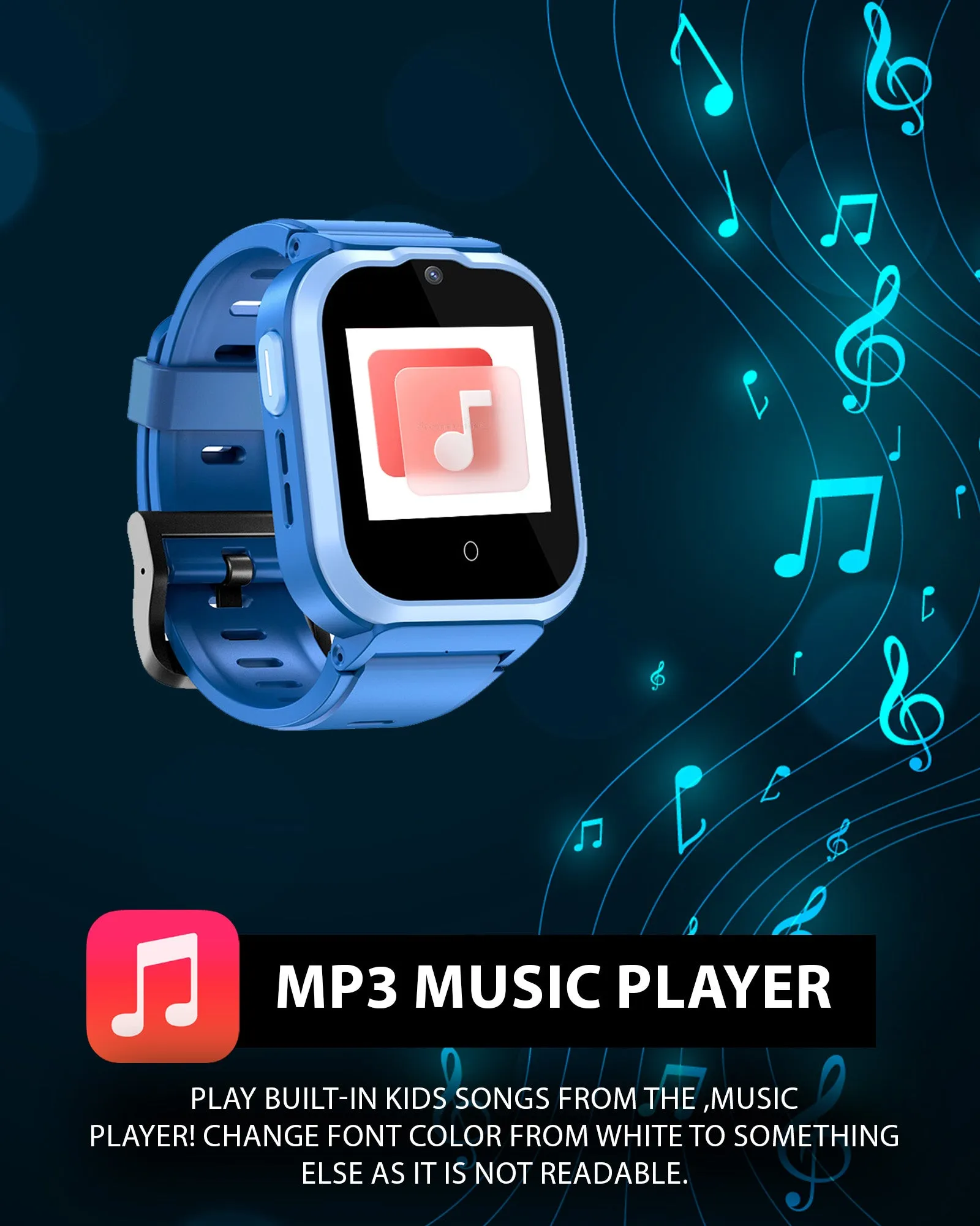 Spiky Cyclops 4g Video & Voice Calling Dewatering Waterproof Kids Smartwatch Printed strap - Blue