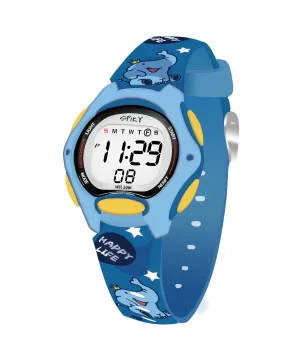 Spiky Eva18 Printed Strap Round Sports Digital Watch - Blue