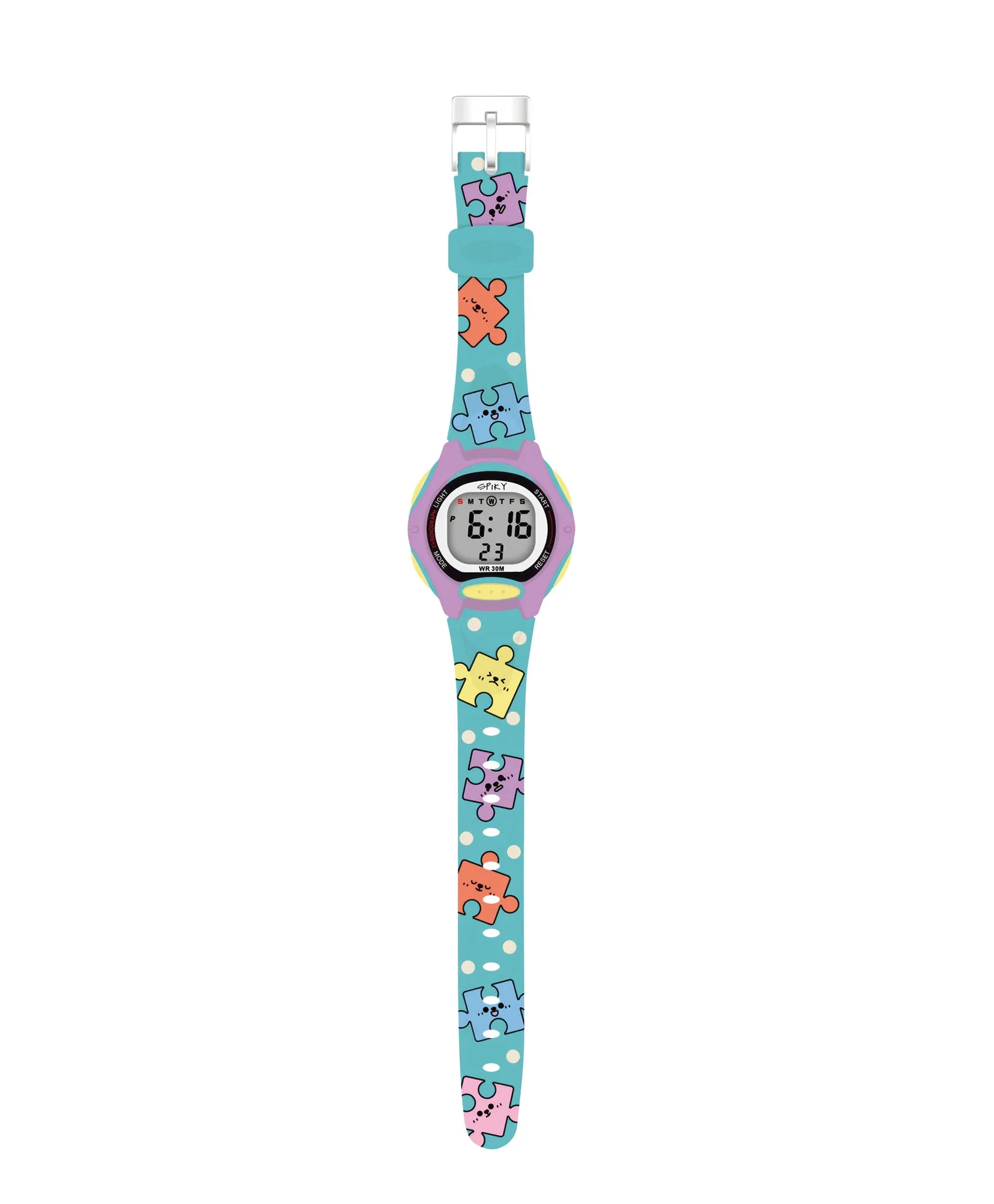 Spiky Eva18 Printed Strap Round Sports Digital Watch - Blue
