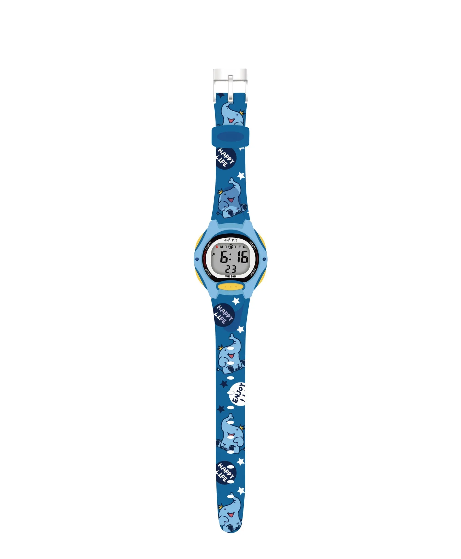 Spiky Eva18 Printed Strap Round Sports Digital Watch - Blue