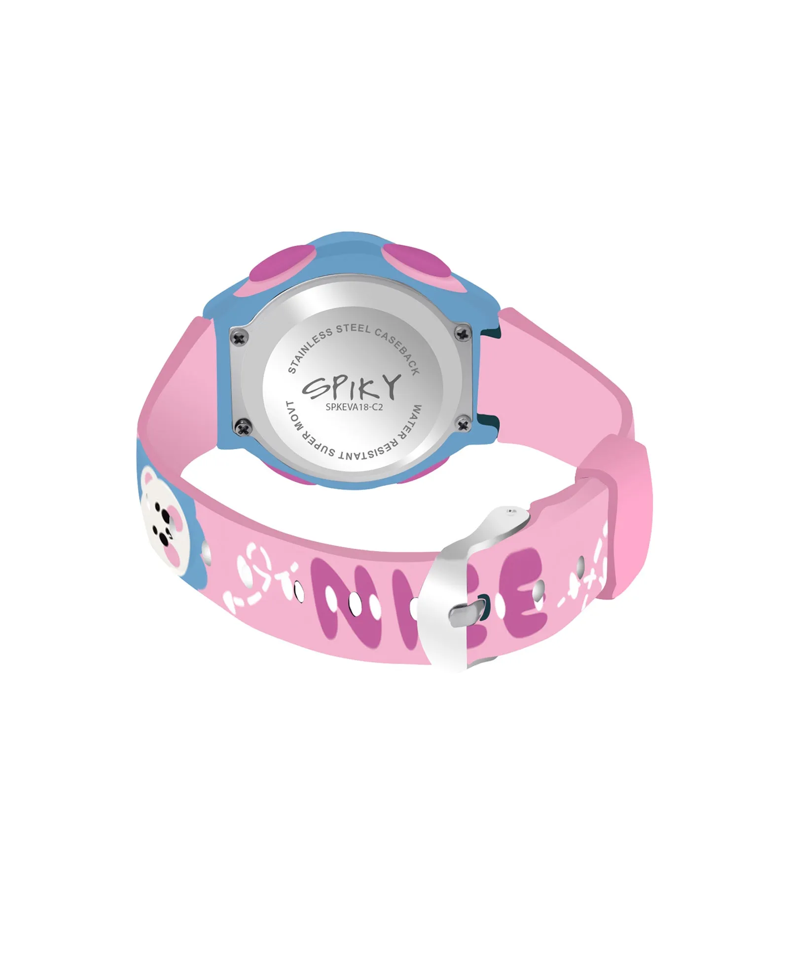 Spiky Eva18 Printed Strap Round Sports Digital Watch - Blue