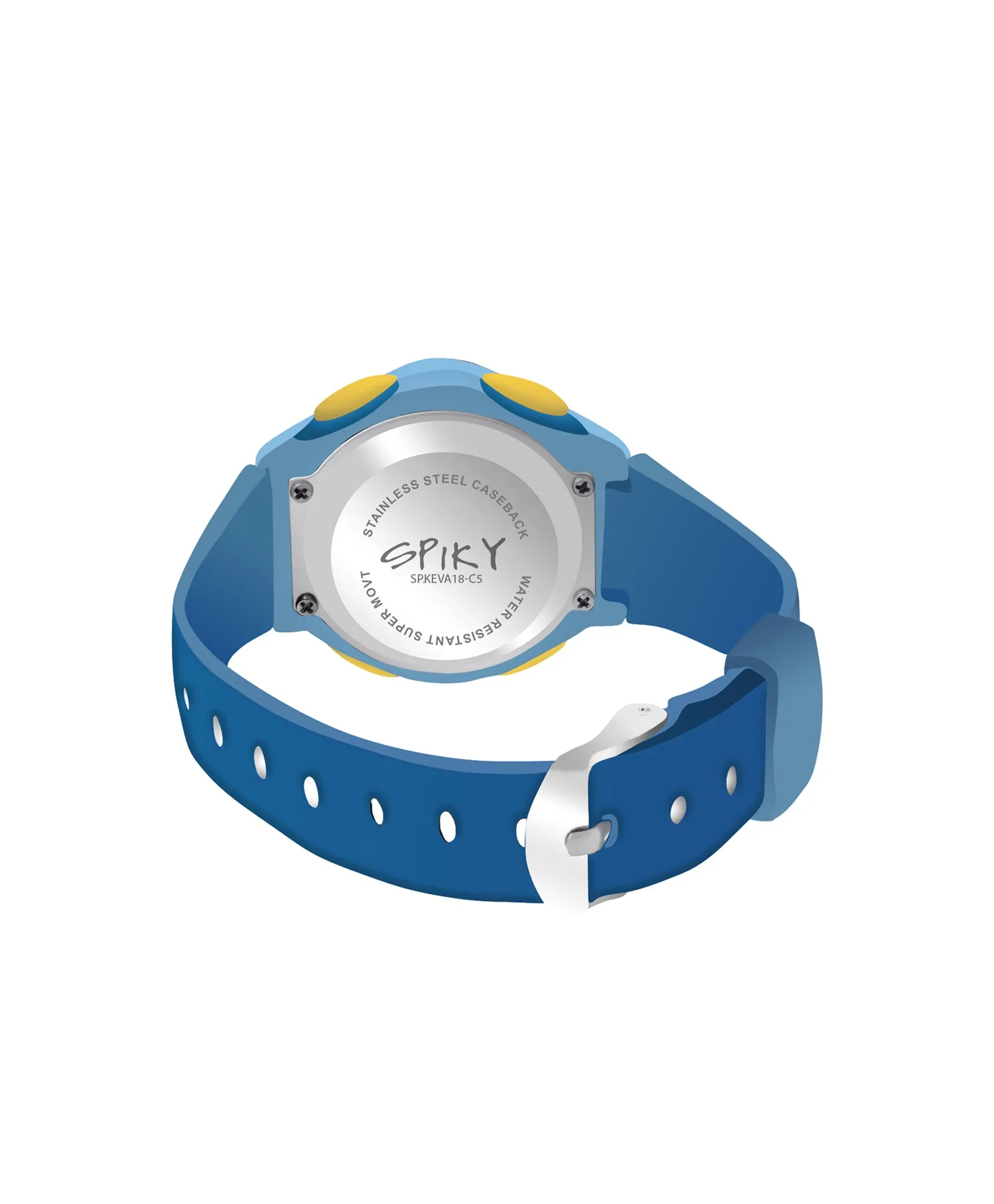 Spiky Eva18 Printed Strap Round Sports Digital Watch - Blue