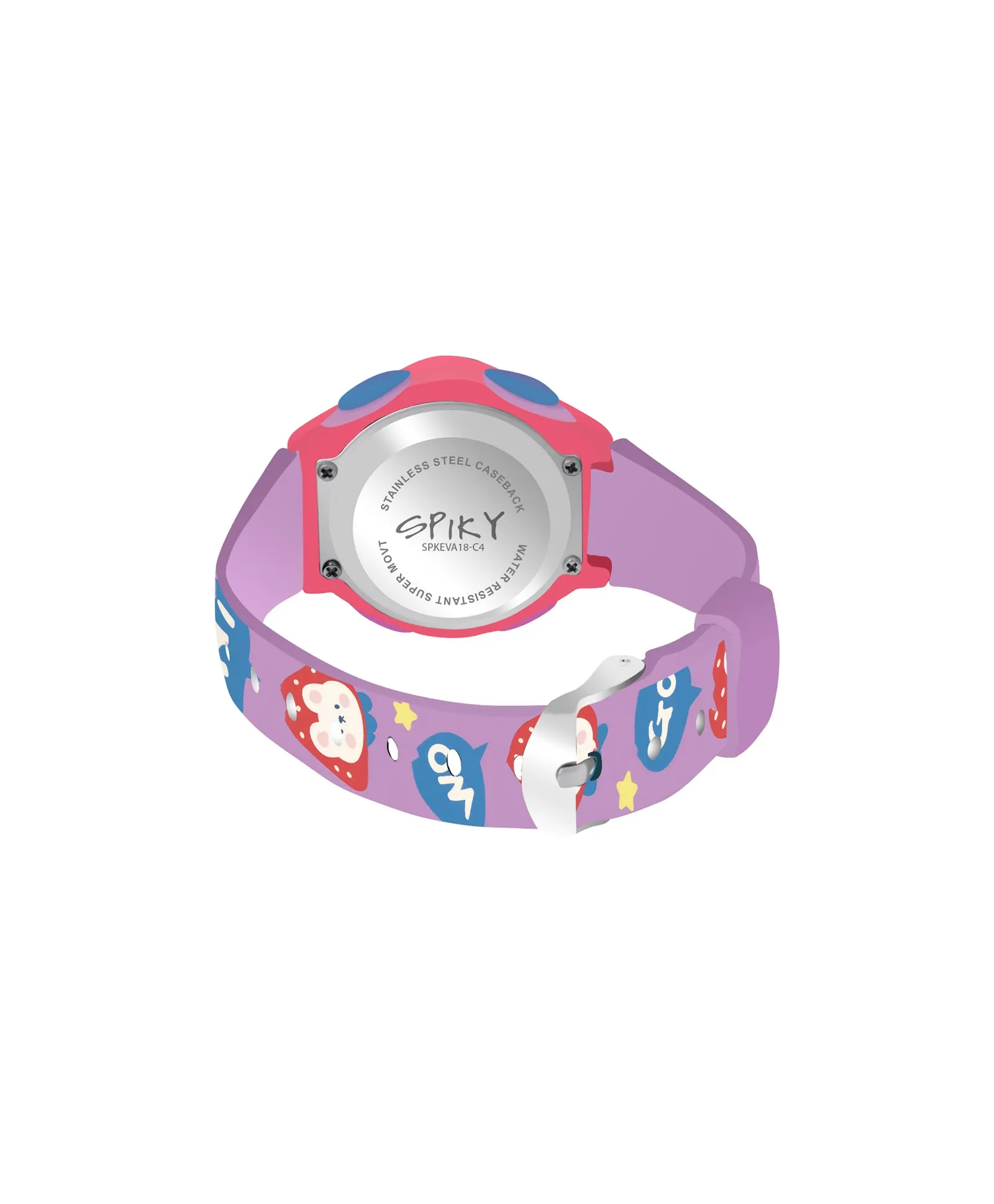 Spiky Eva18 Printed Strap Round Sports Digital Watch - Blue