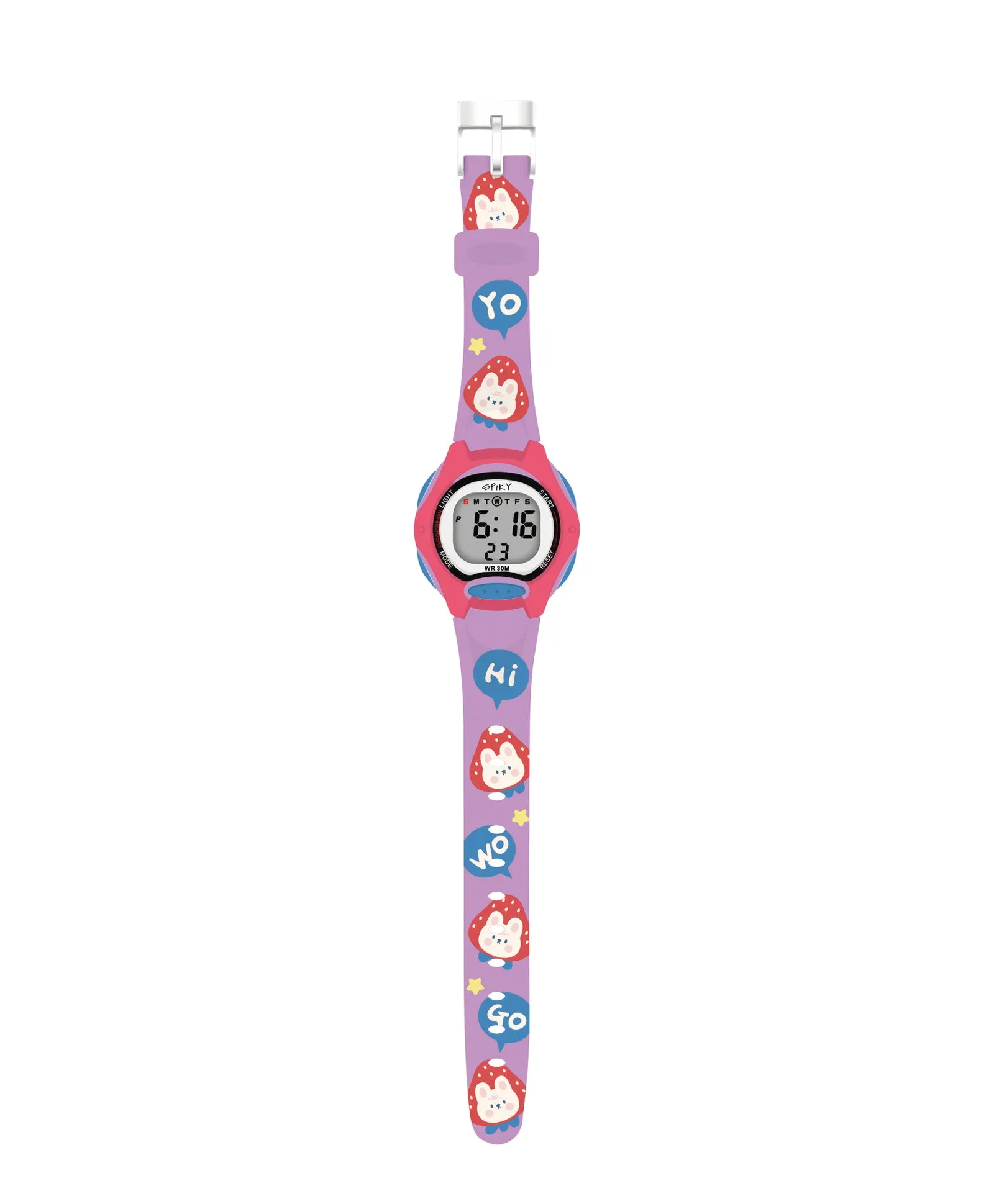 Spiky Eva18 Printed Strap Round Sports Digital Watch - Blue