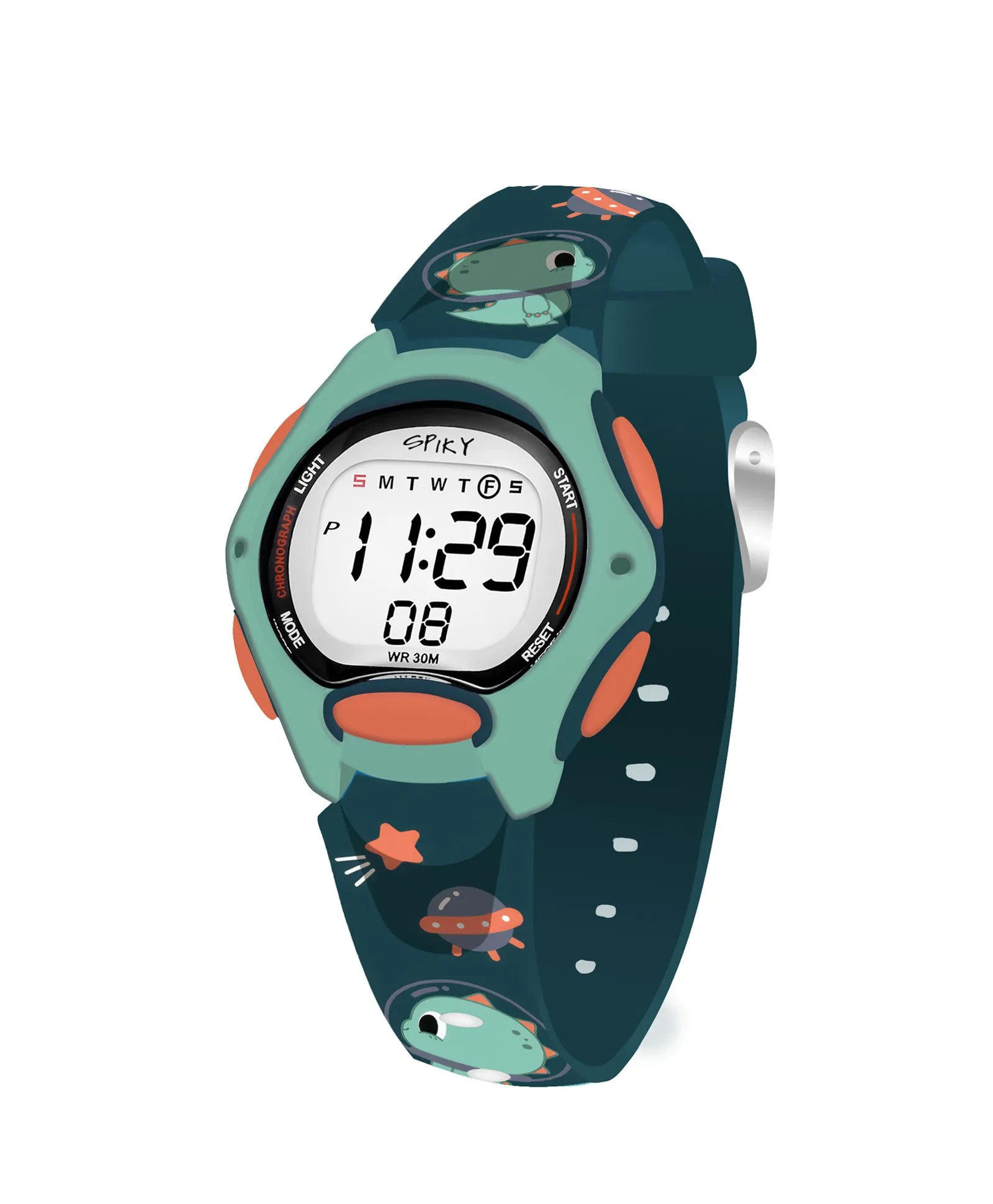 Spiky Eva18 Printed Strap Round Sports Digital Watch - Blue
