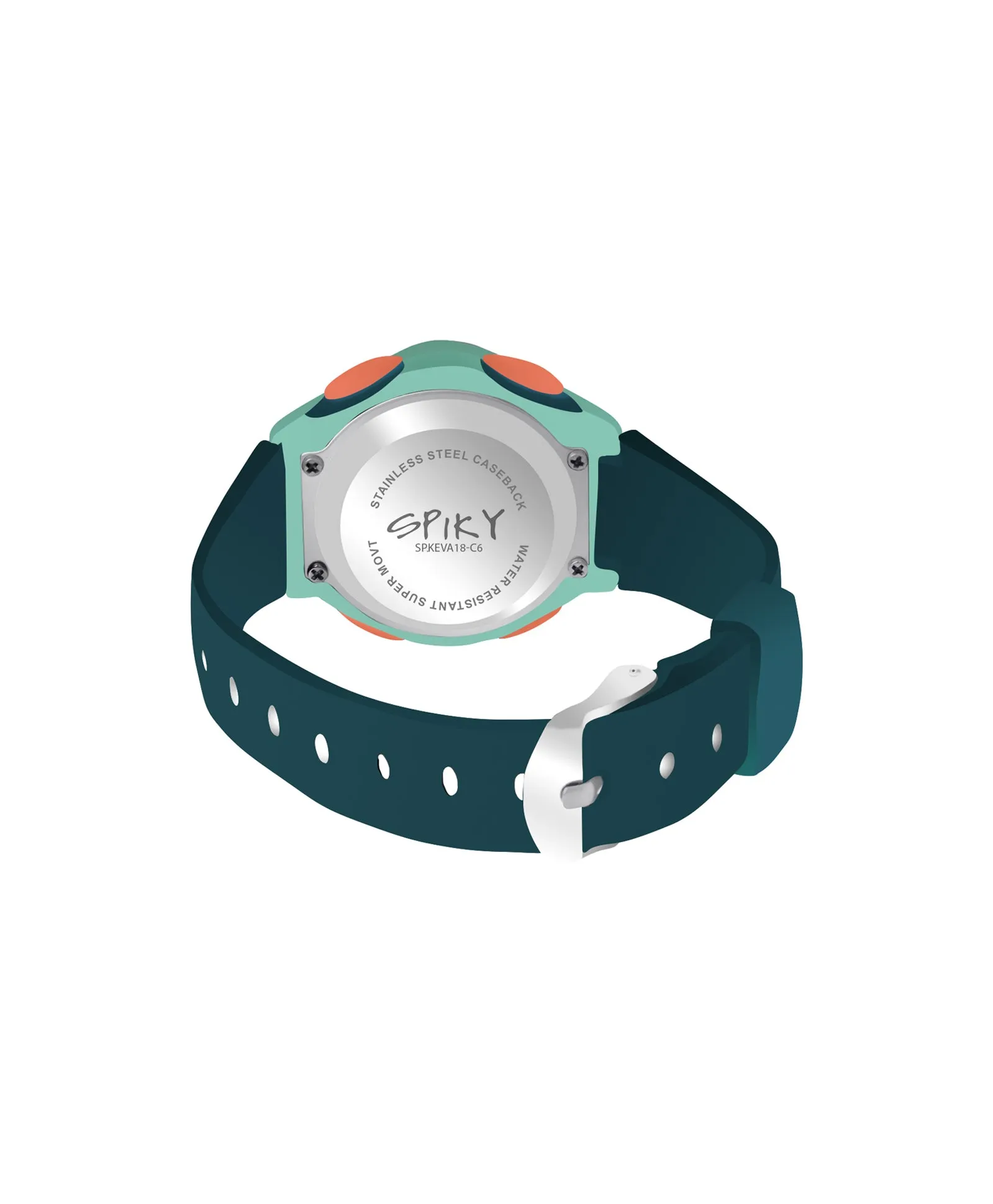 Spiky Eva18 Printed Strap Round Sports Digital Watch - Blue