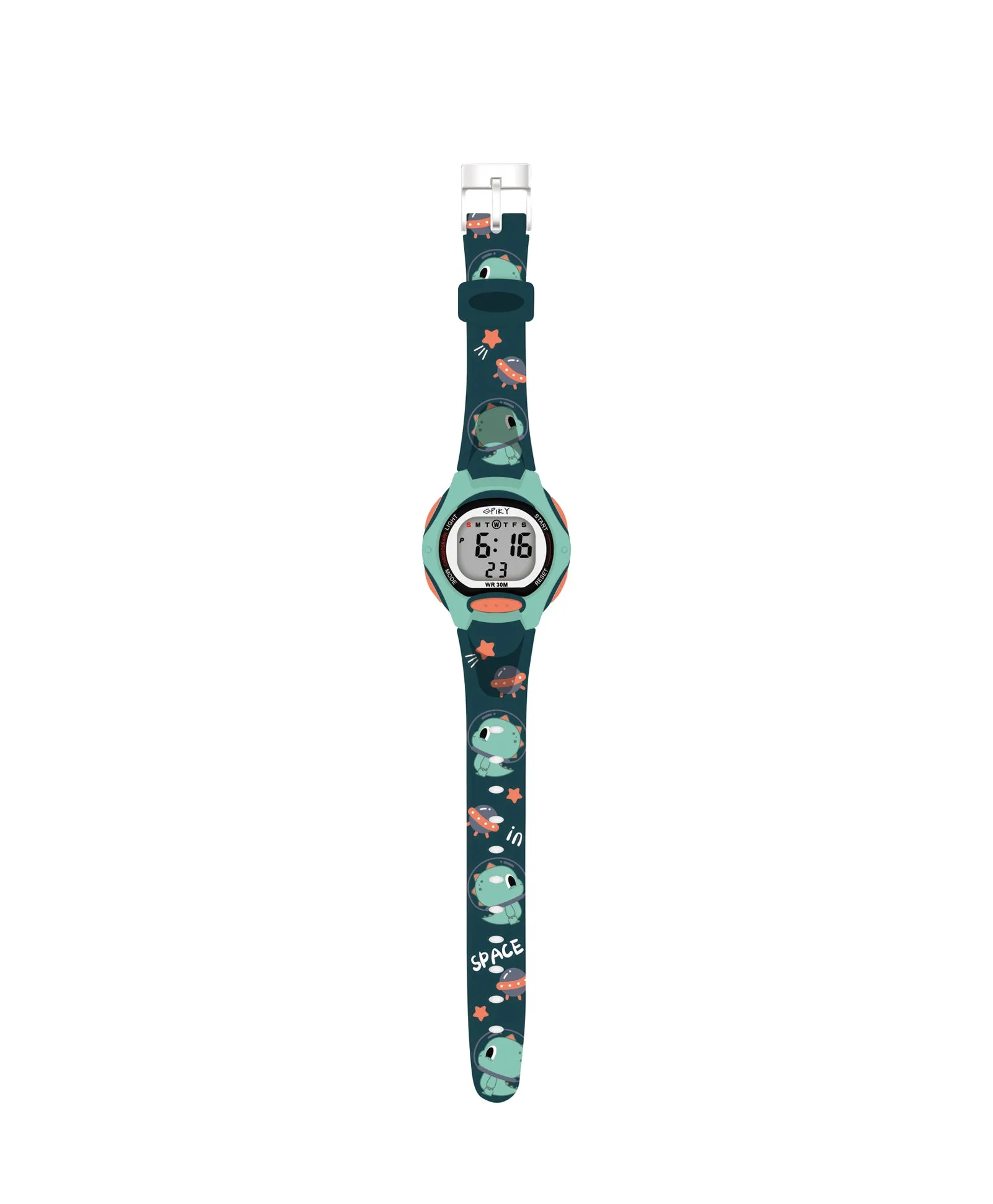 Spiky Eva18 Printed Strap Round Sports Digital Watch - Blue
