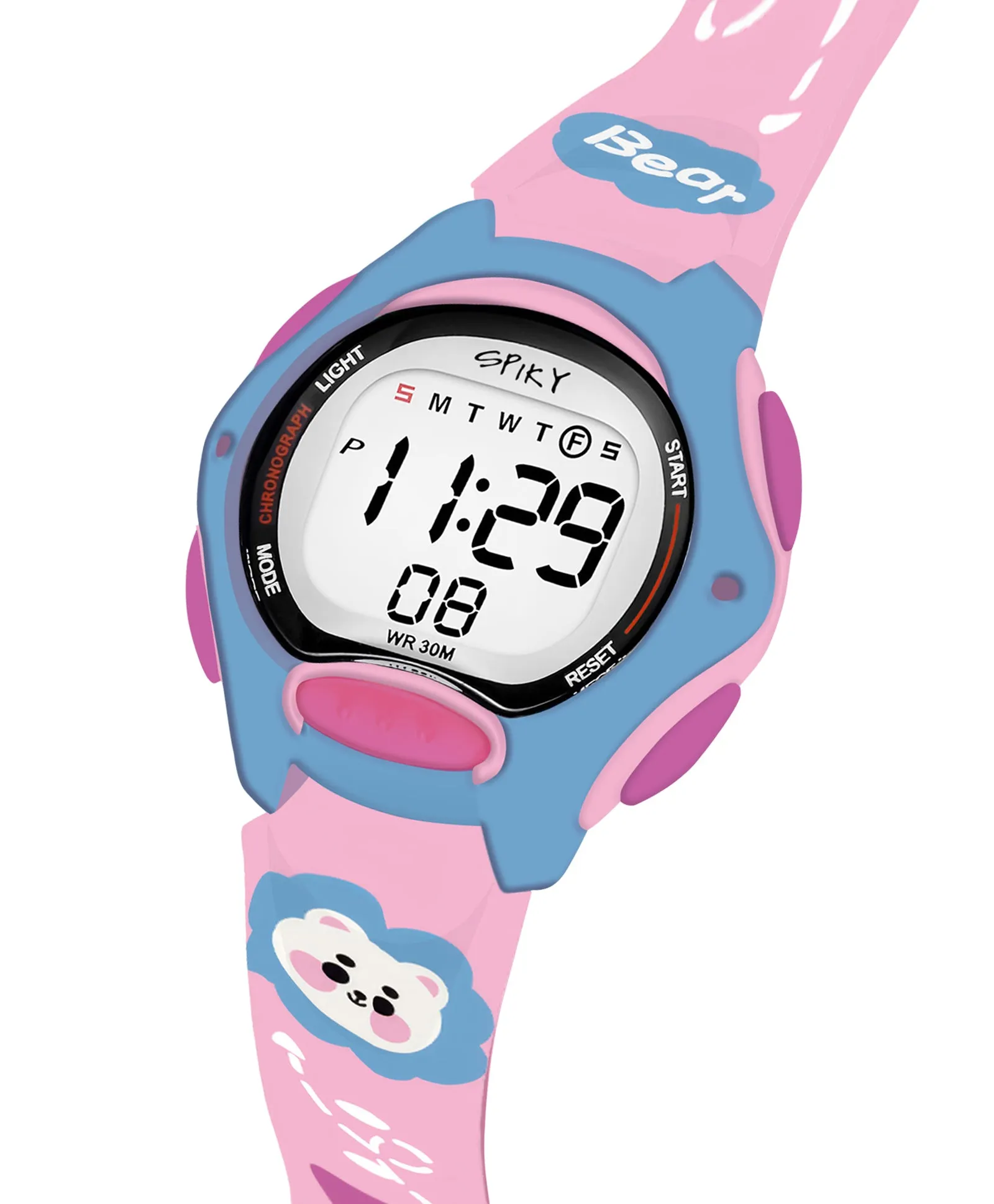 Spiky Eva18 Printed Strap Round Sports Digital Watch - Blue