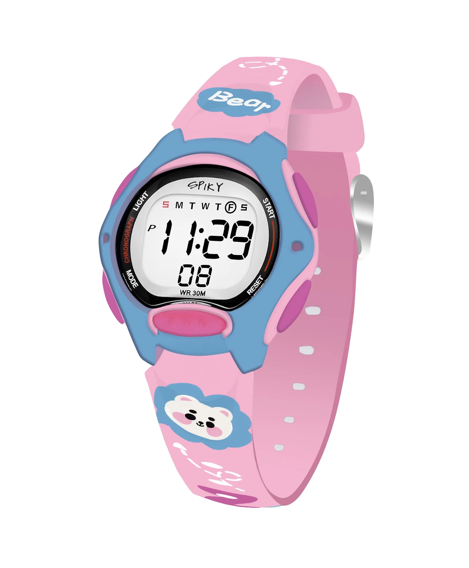 Spiky Eva18 Printed Strap Round Sports Digital Watch - Blue