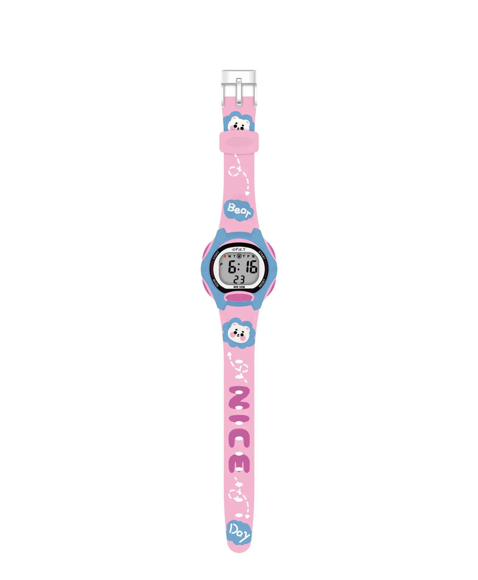 Spiky Eva18 Printed Strap Round Sports Digital Watch - Blue