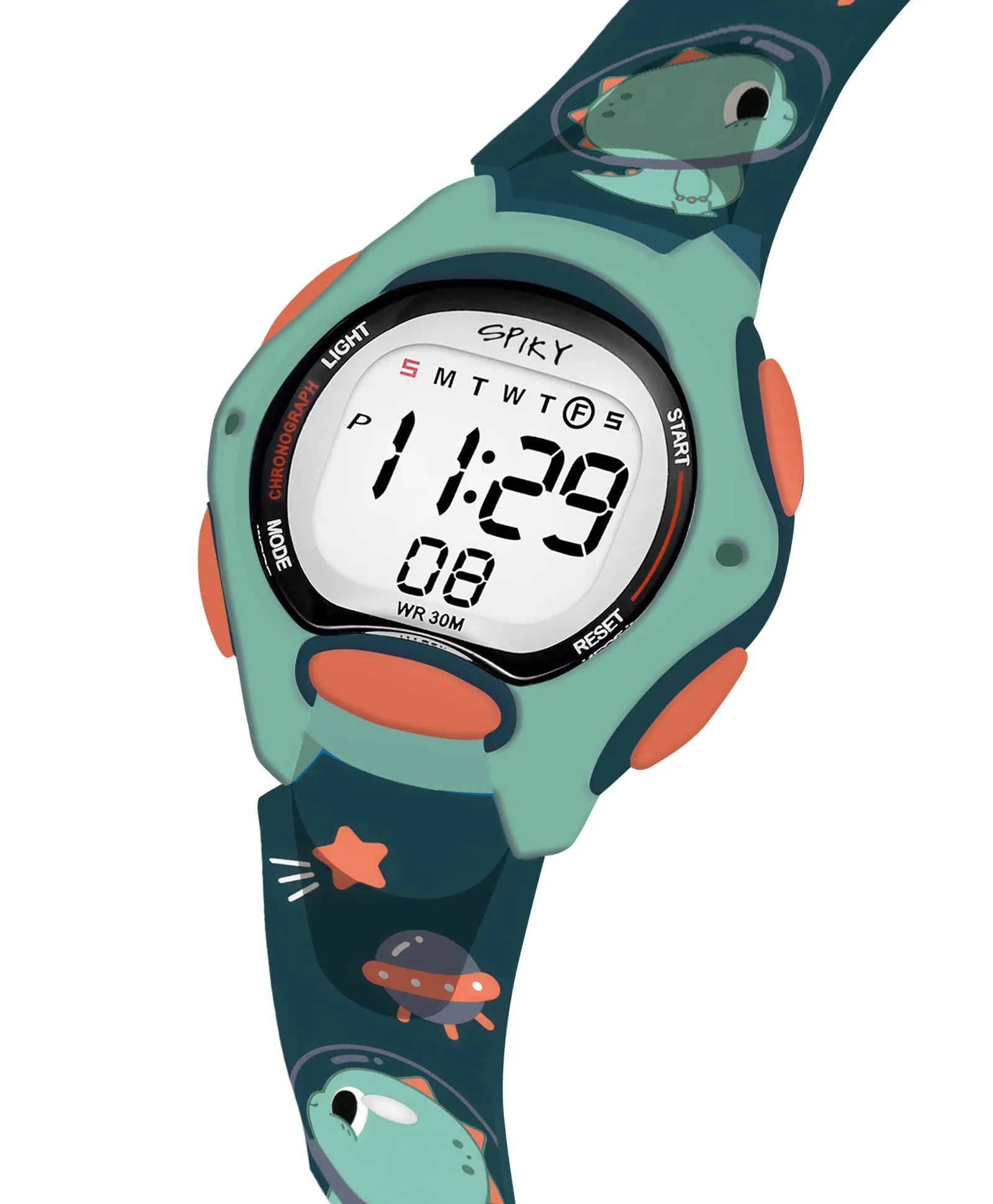 Spiky Eva18 Printed Strap Round Sports Digital Watch - Blue