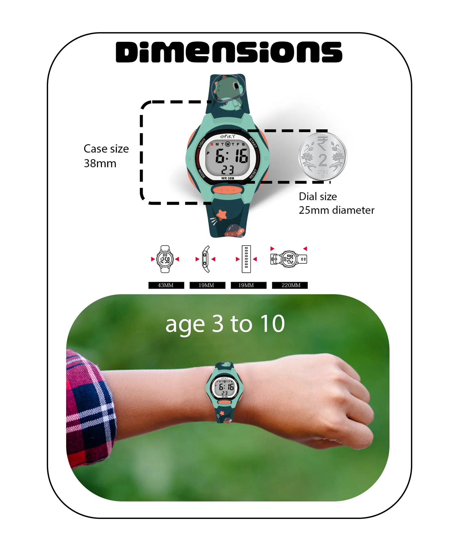 Spiky Eva18 Printed Strap Round Sports Digital Watch - Blue