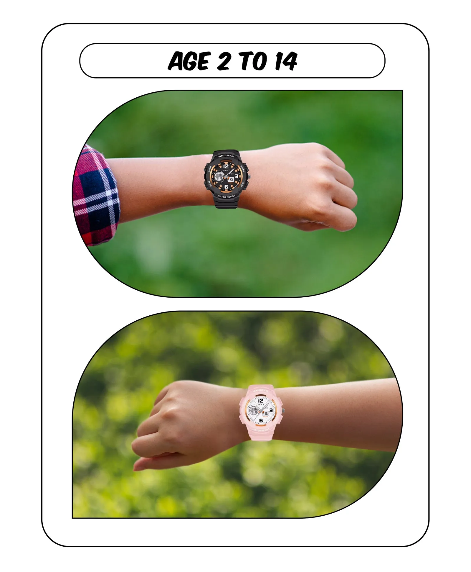 Spiky Round Sports Dual Time Kids Watches Combo - Pink & Black
