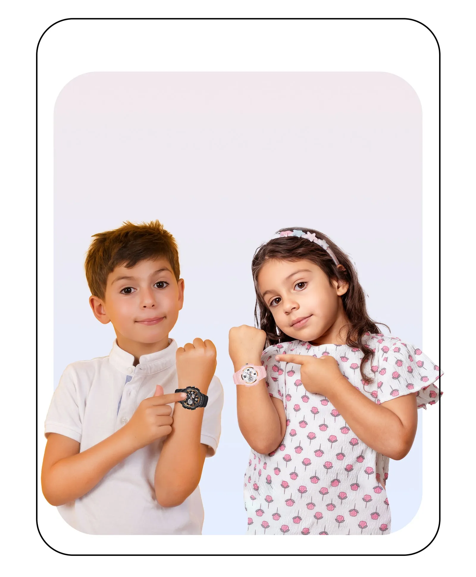 Spiky Round Sports Dual Time Kids Watches Combo - Pink & Black