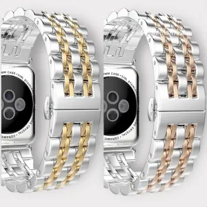 Stainless Steel Apple Watch Band-Silver-Gold or Silver-Rose Gold