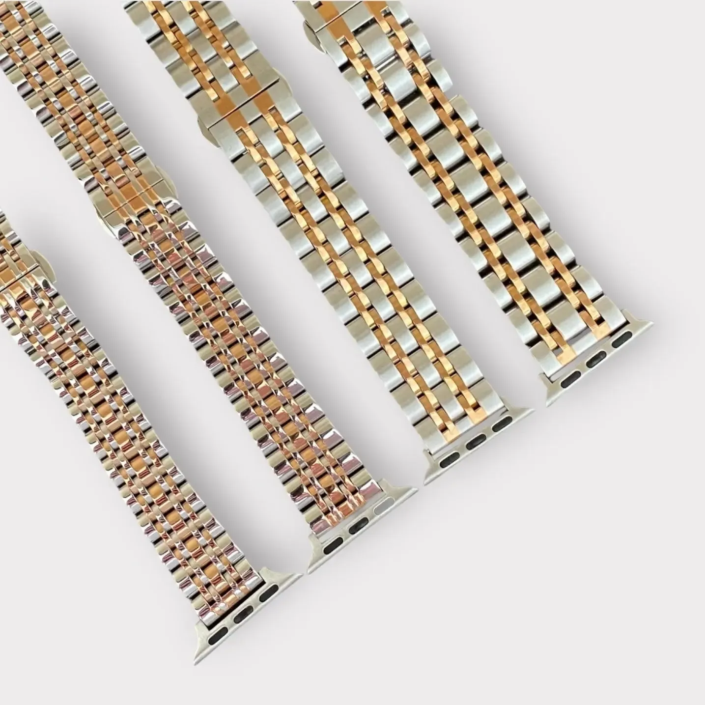 Stainless Steel Apple Watch Band-Silver-Gold or Silver-Rose Gold