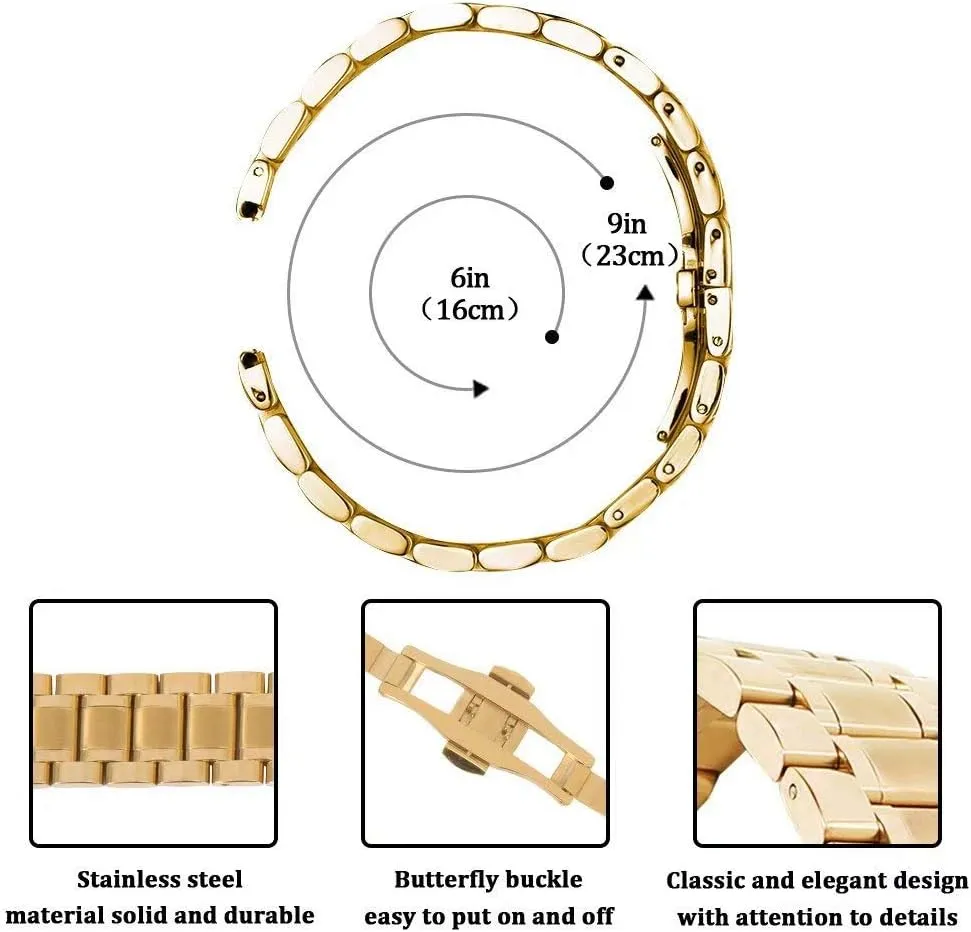 Stunning Brushed Stainless Steel Watch Band Strap Replacement with Straight&Curved End