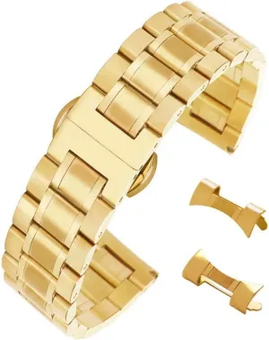 Stunning Brushed Stainless Steel Watch Band Strap Replacement with Straight&Curved End