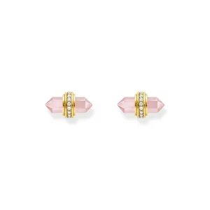 THOMAS SABO Crystal Ear Studs with Rose Quartz Gold