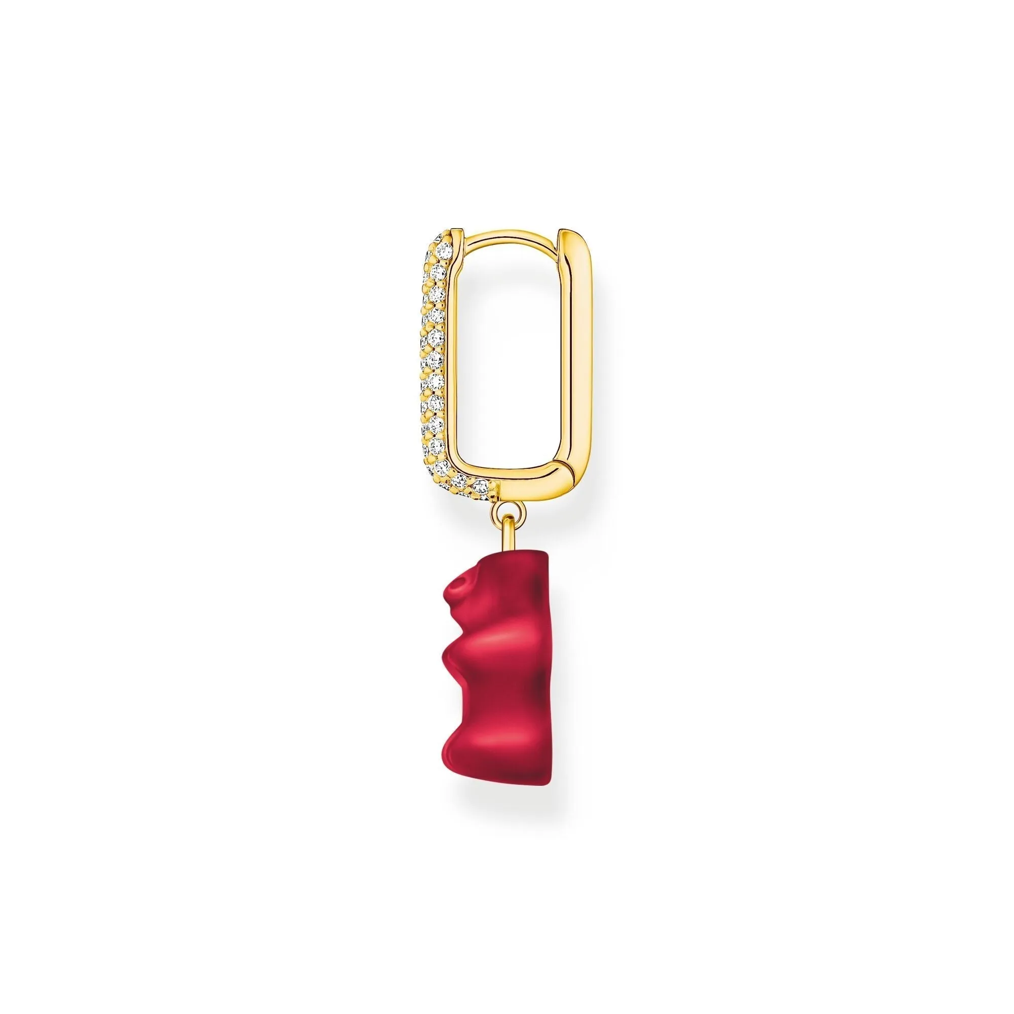 THOMAS SABO Single hoop earring medium sized with red goldbears