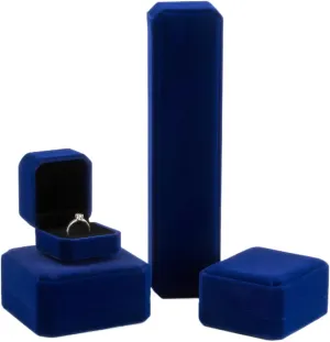 Velvet Jewelry Gift Box Set, Bracelet,Ring,Necklace Storage Case, Elegant Display Box for Wedding, Engagement, Proposal, Birthday and Anniversary (4, Blue)