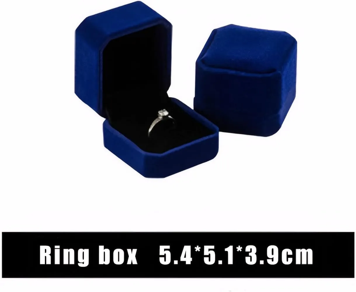 Velvet Jewelry Gift Box Set, Bracelet,Ring,Necklace Storage Case, Elegant Display Box for Wedding, Engagement, Proposal, Birthday and Anniversary (4, Blue)