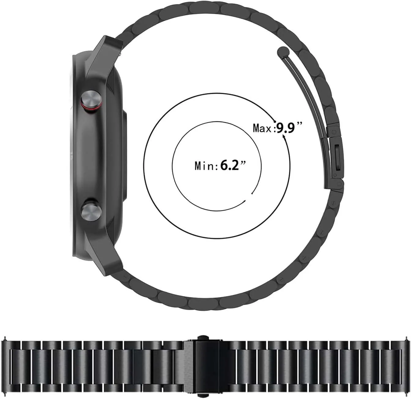 Vetoo Quick Release Watch band, Stainless Steel Watch strap for Men Women- Choose Color, Length & Width,16mm 18mm 20mm Metal Watch Strap, 22mm, black