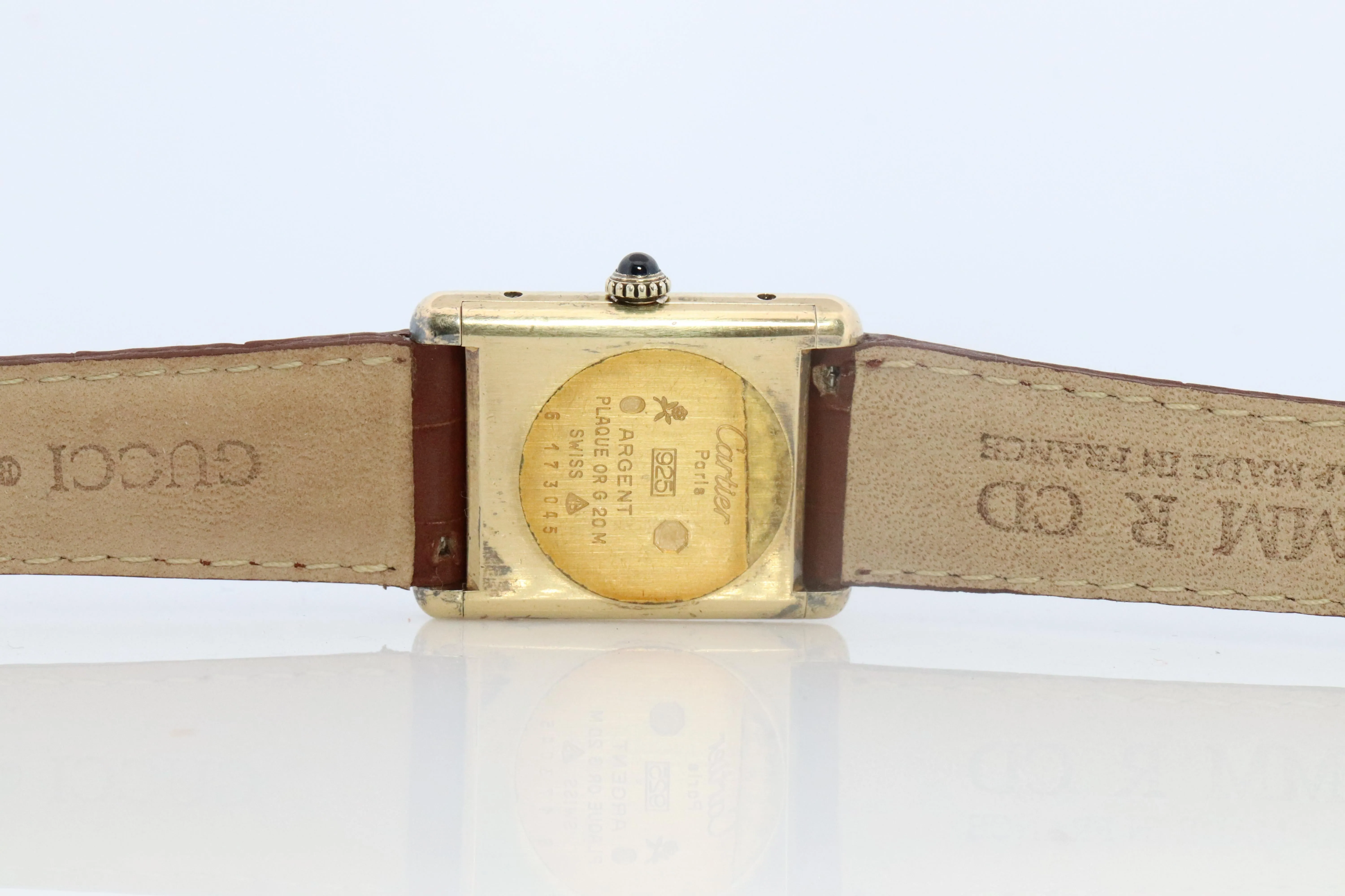 Vintage Must de Cartier Champagne Tank Watch. 925 Vermeil ARGENT Manual Tank.