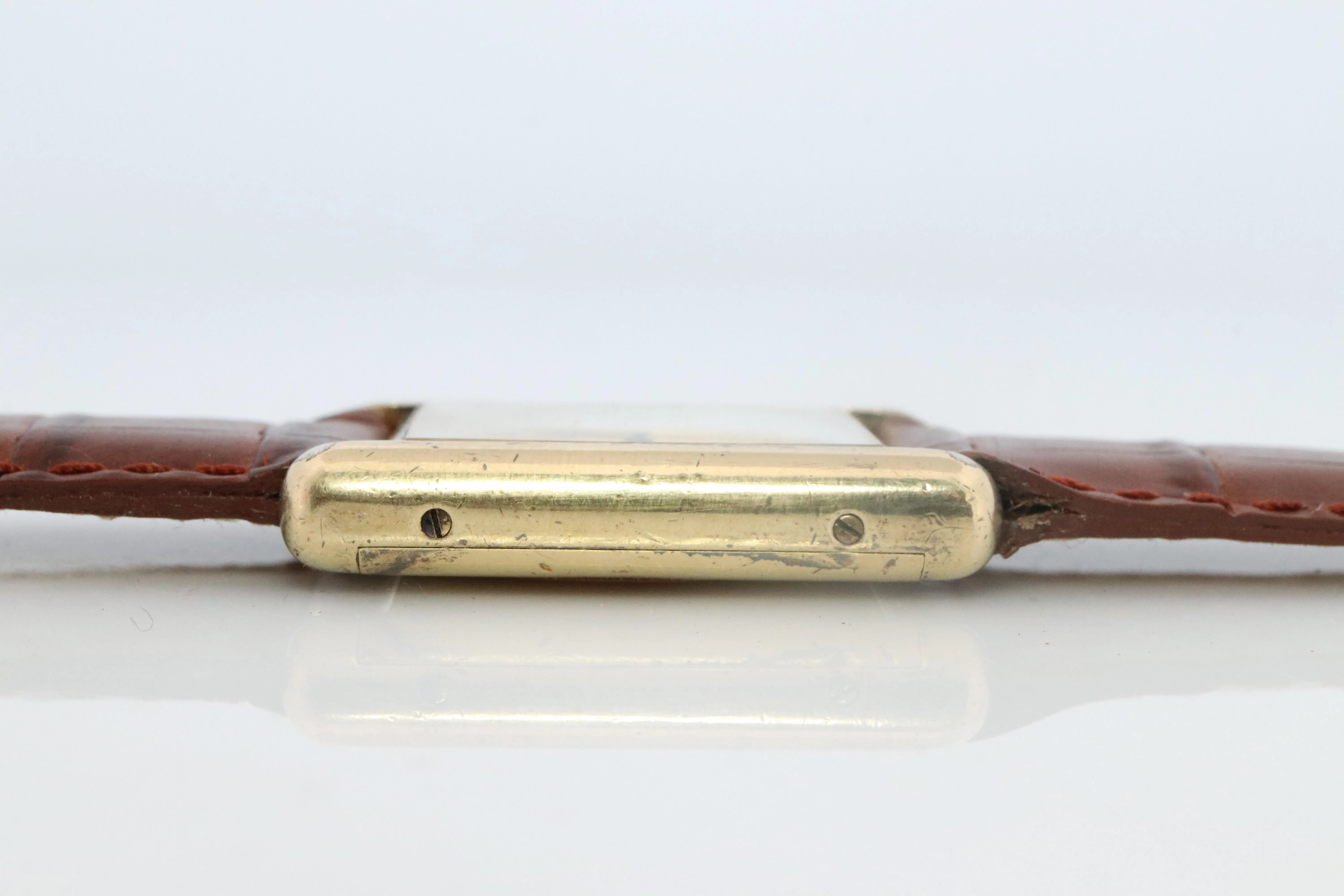 Vintage Must de Cartier Champagne Tank Watch. 925 Vermeil ARGENT Manual Tank.