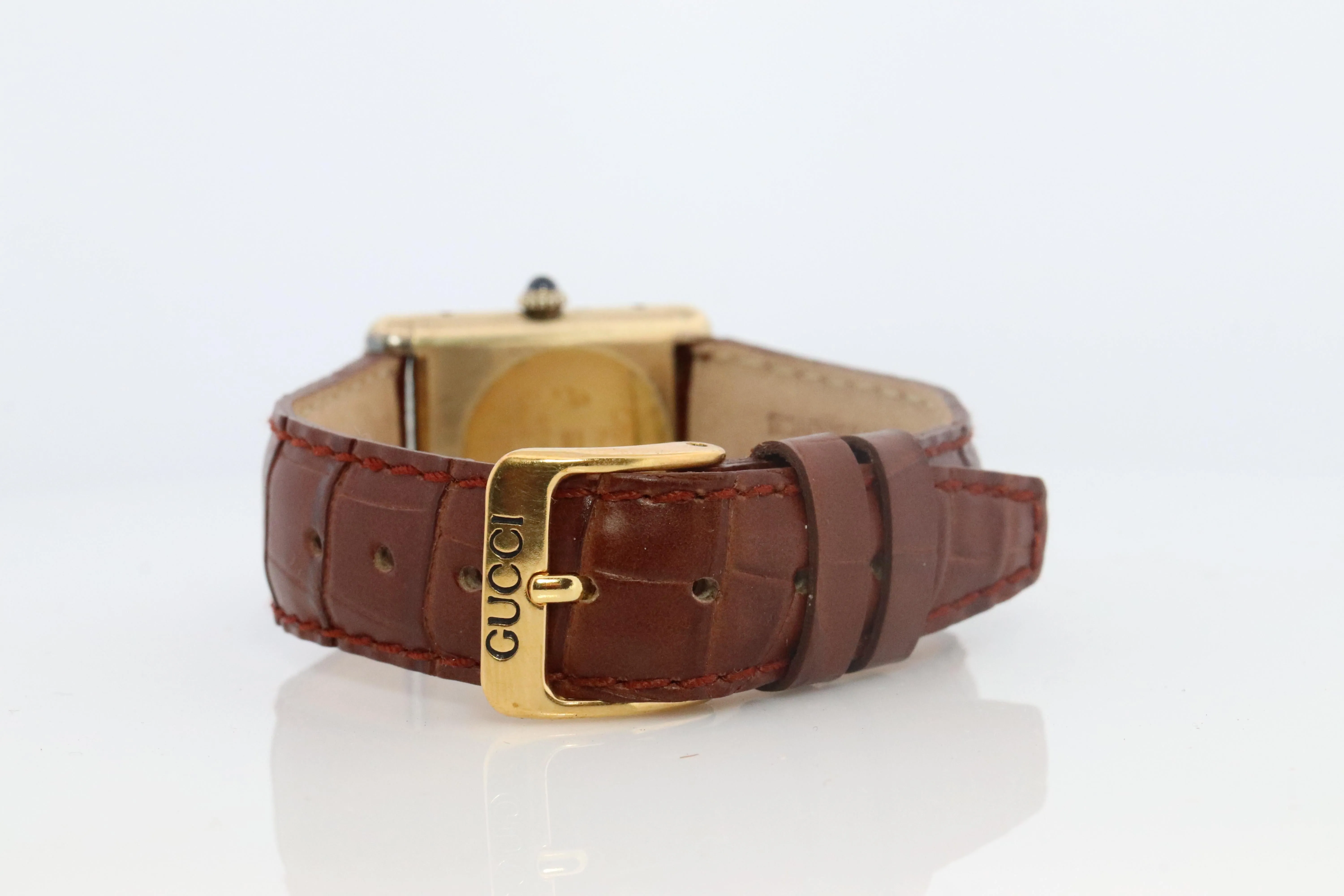 Vintage Must de Cartier Champagne Tank Watch. 925 Vermeil ARGENT Manual Tank.
