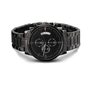 Watch - Man's Engraved Black Chronograph - Customize a Special Message to Him