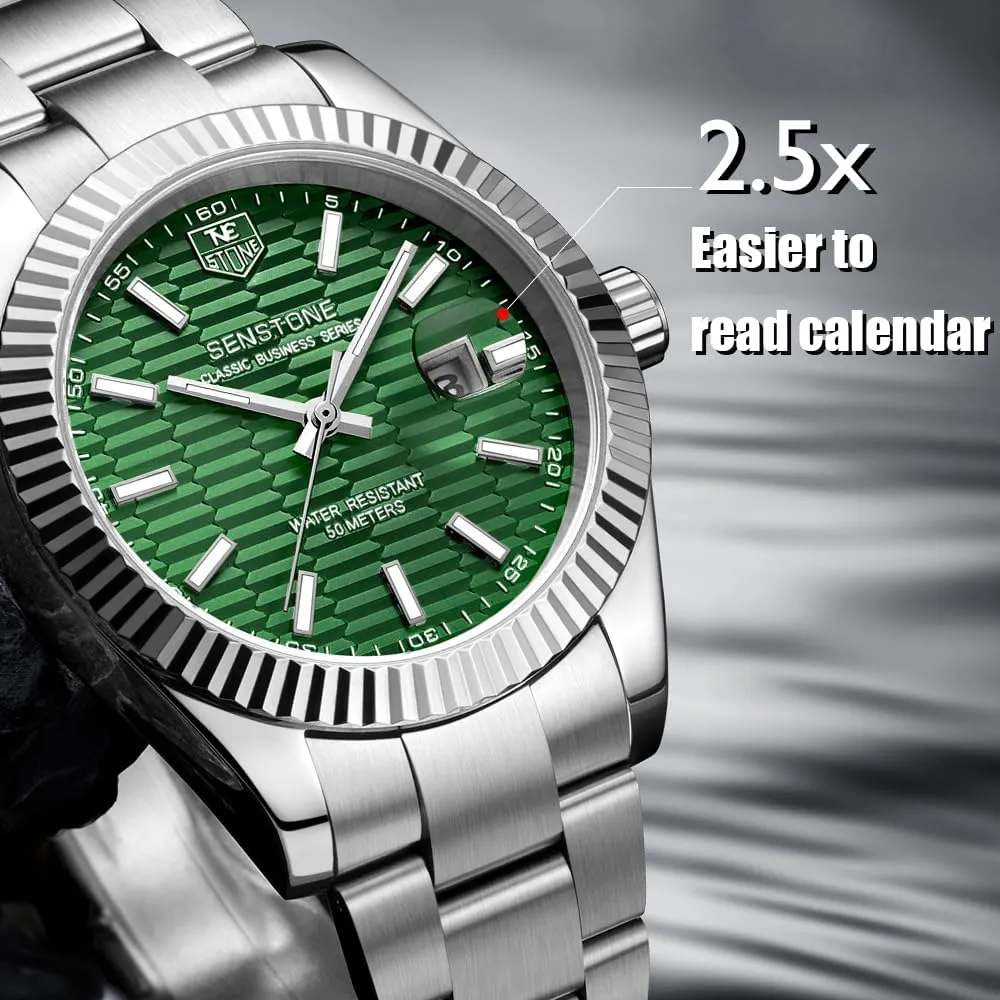 Watches for Men, Luxury Classic Business Dress Quartz Watch Stainless Steel Strap Analog Waterproof with Luminous Large Dial Calendar