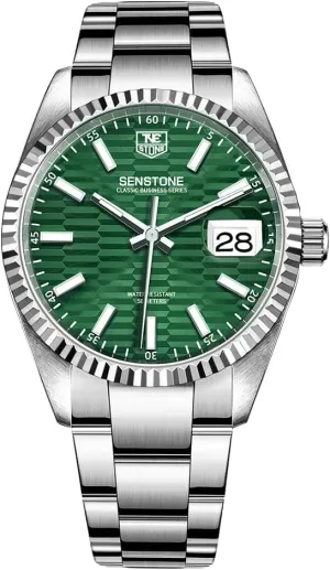 Watches for Men, Luxury Classic Business Dress Quartz Watch Stainless Steel Strap Analog Waterproof with Luminous Large Dial Calendar